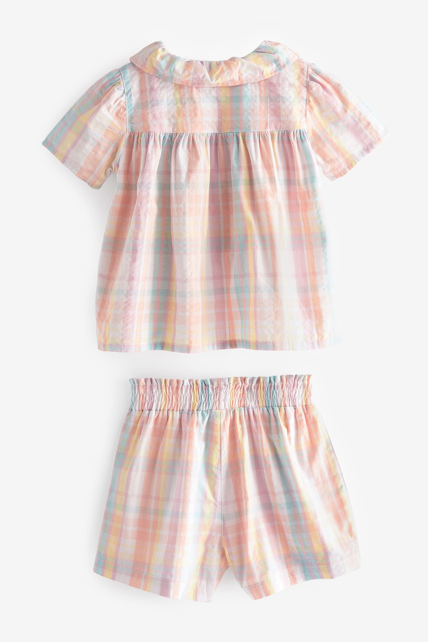 Pink/Blue Check Woven Button Through Short Pyjamas (9mths-8yrs)