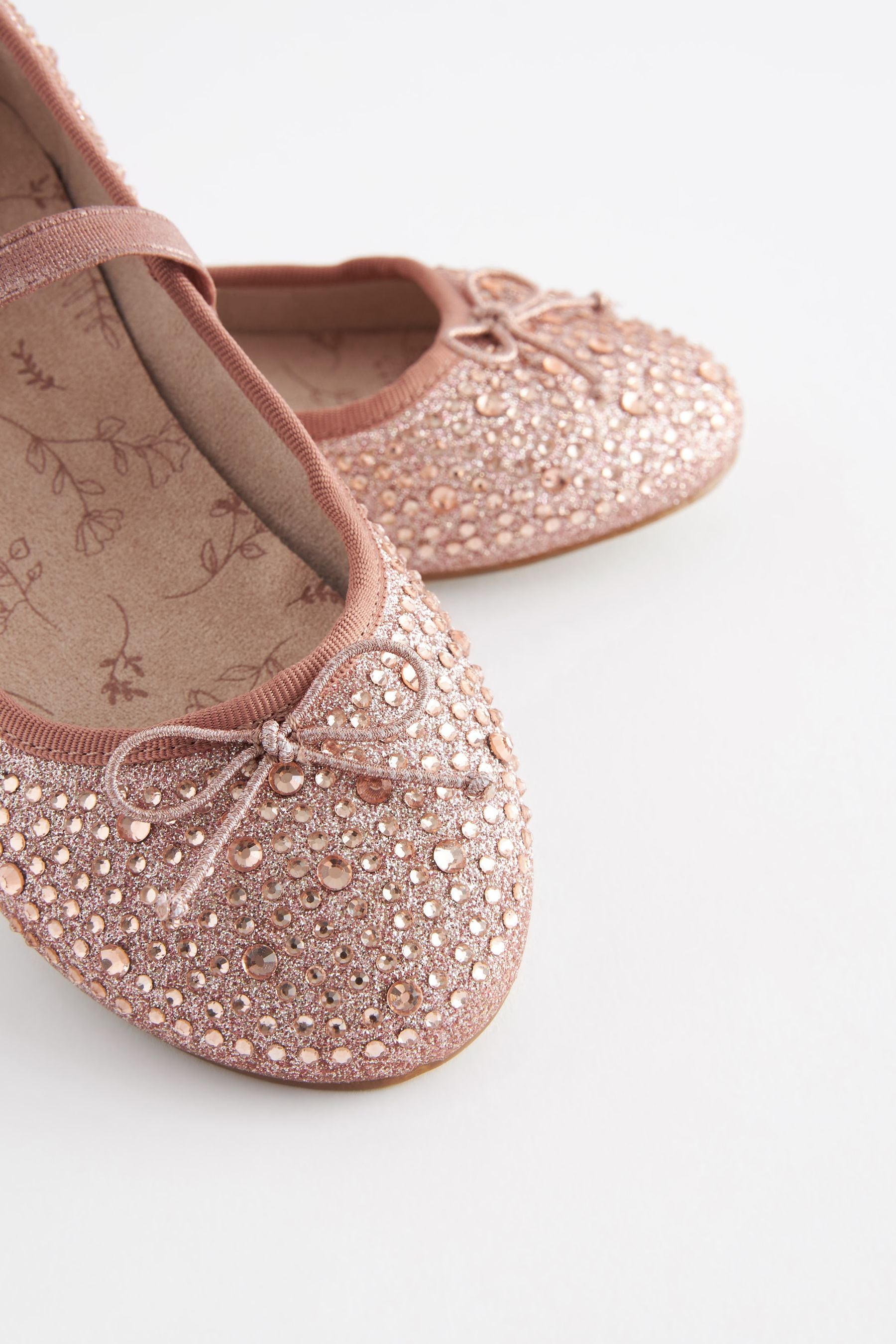 Rose Gold Jewelled Mary Jane Occasion Shoes