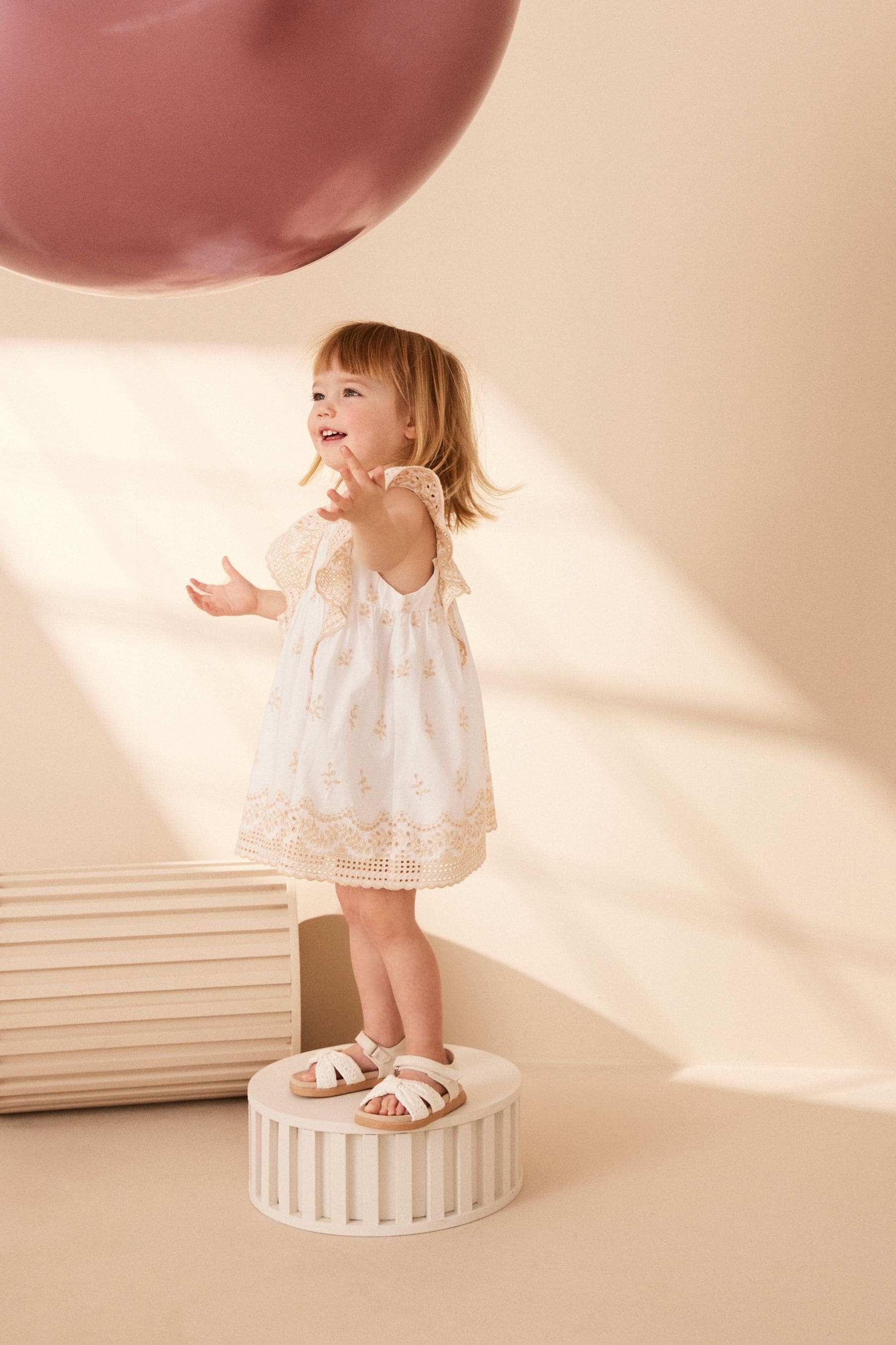 White/Cream Cotton Broderie Dress (3mths-8yrs)