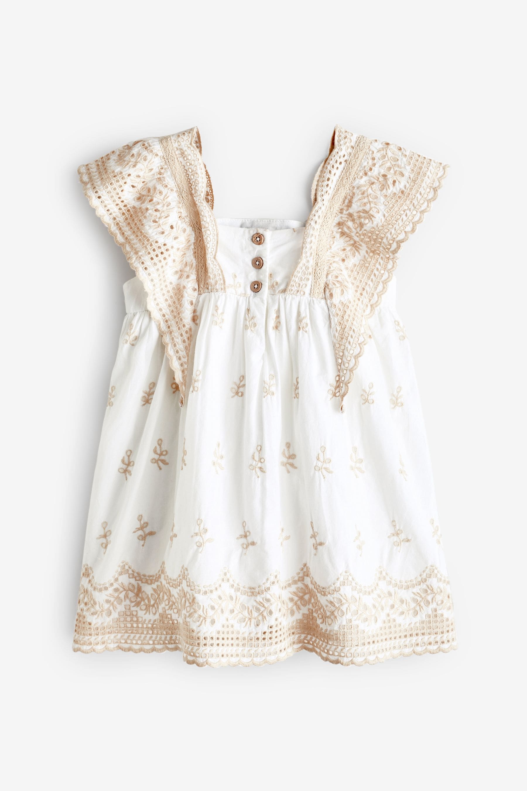 White/Cream Cotton Broderie Dress (3mths-8yrs)