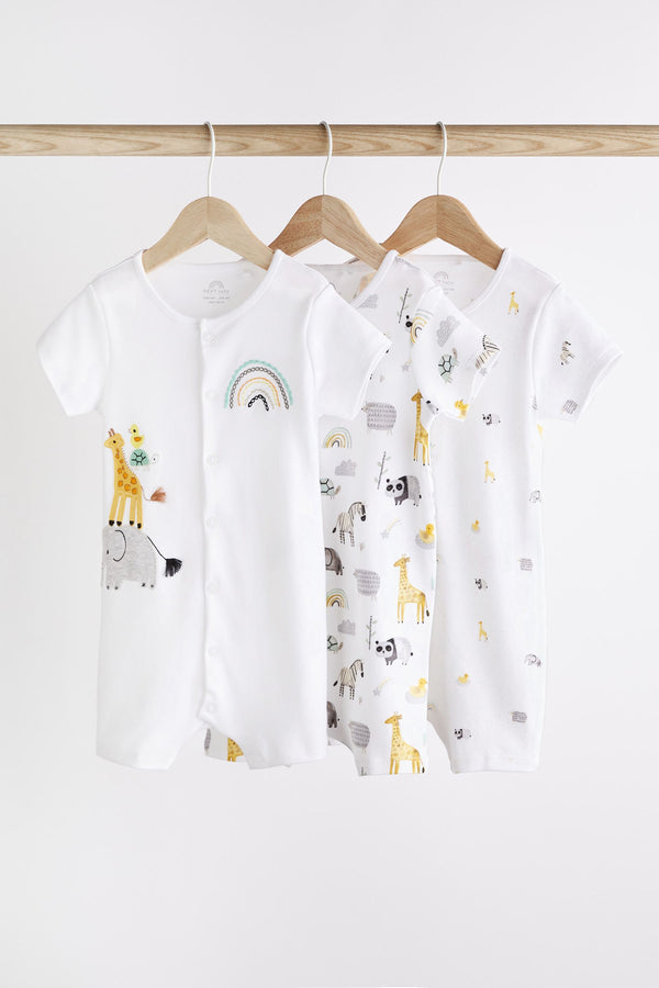 Multi Animal Baby Romper 3 Pack (0mths-3yrs)