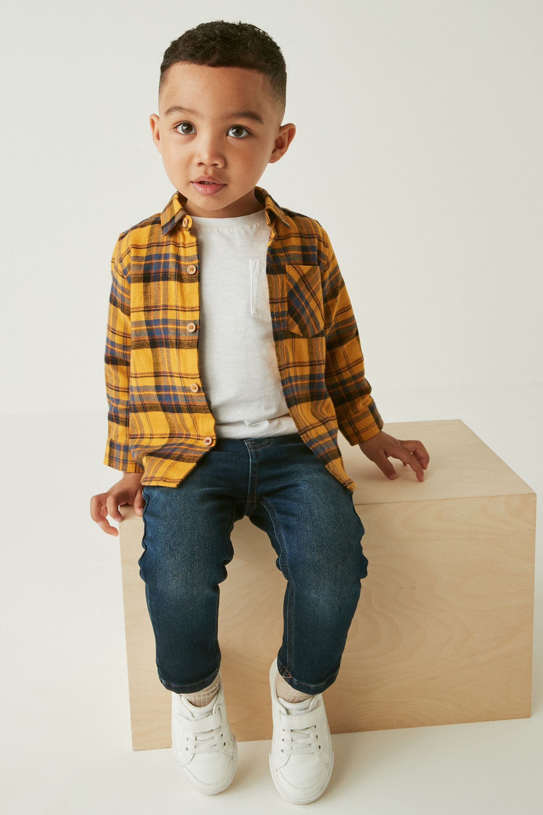 Yellow Long Sleeve Check Shirt (3mths-7yrs)