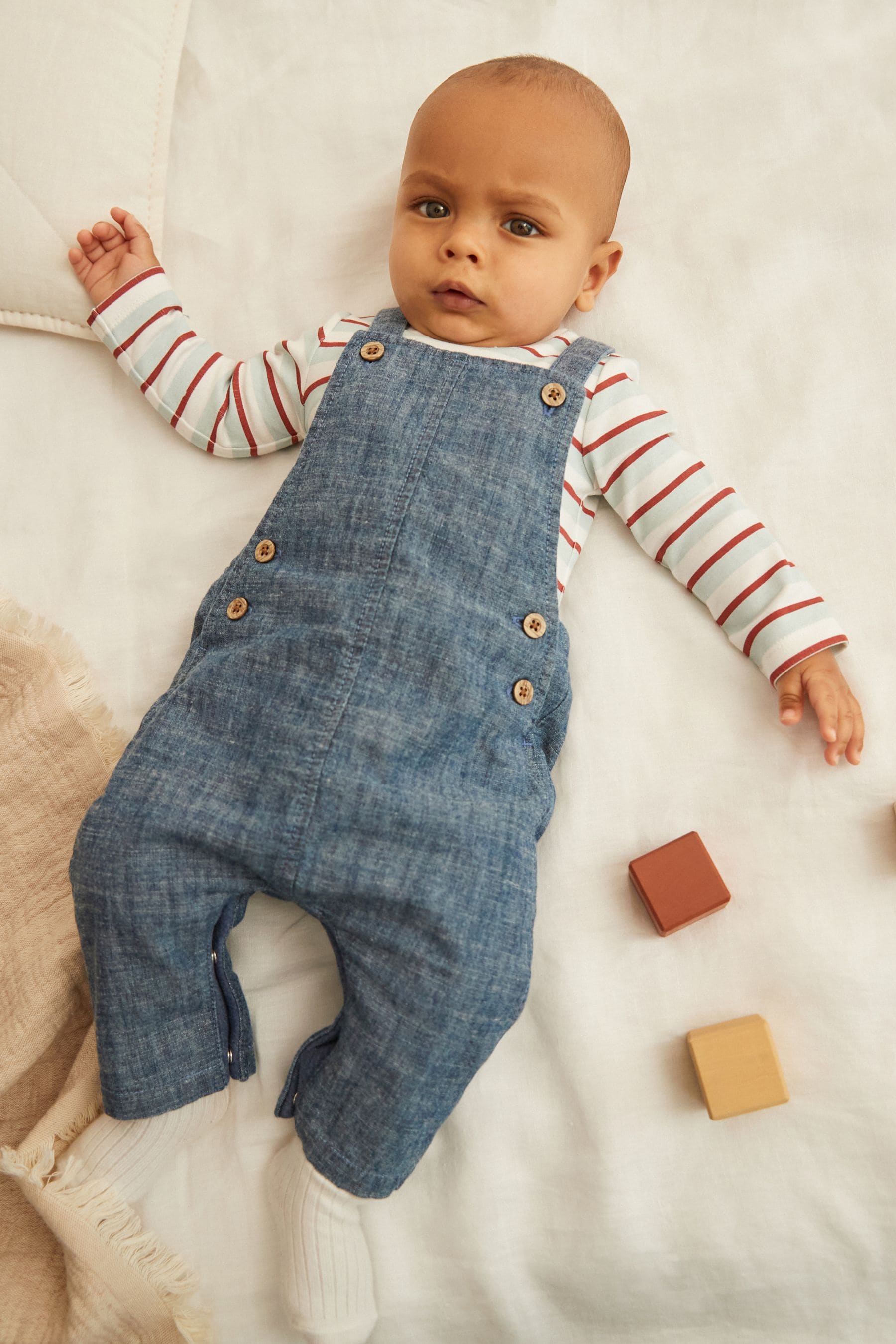 Navy 2pc Baby 2 Piece Dungarees and Bodysuit Set (0mths-2yrs)