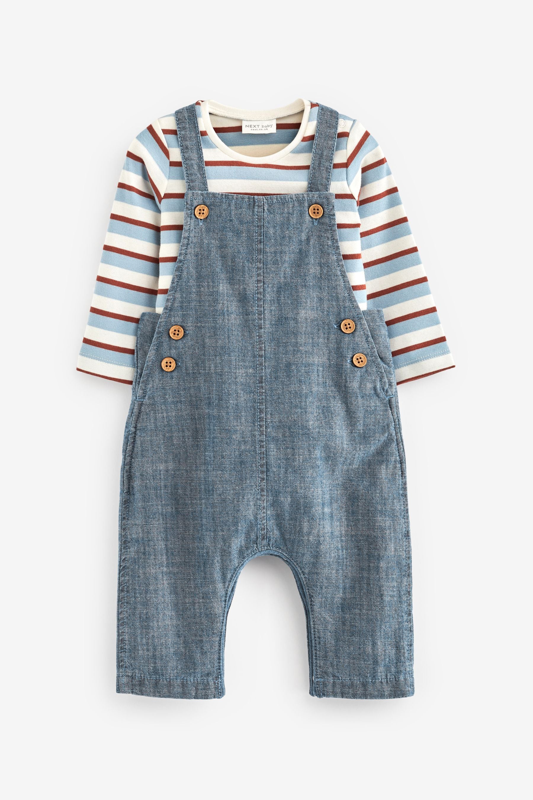 Navy 2pc Baby 2 Piece Dungarees and Bodysuit Set (0mths-2yrs)