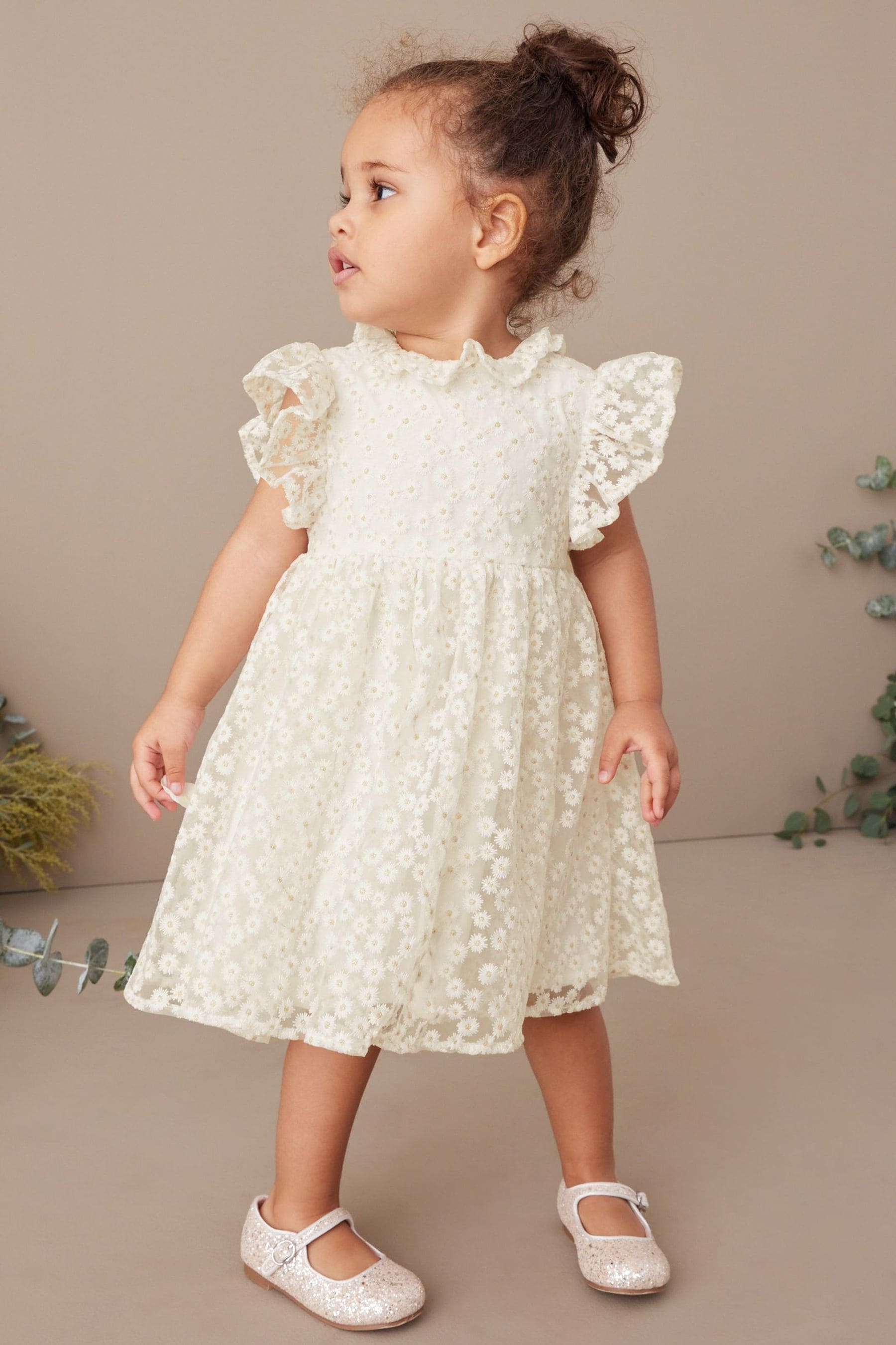 White Short Sleeve Lace Dress (3mths-6yrs)