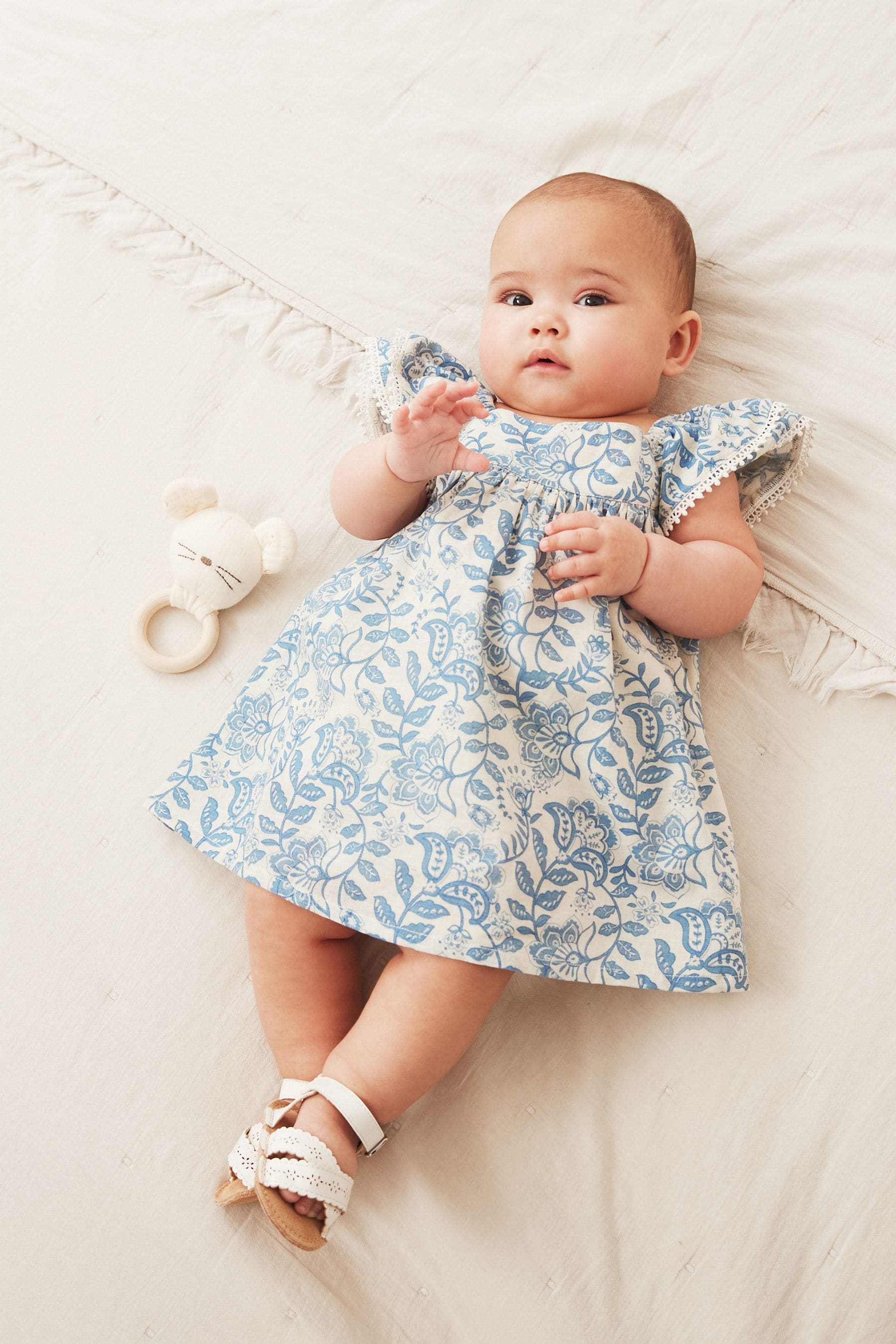 Blue Printed Baby Woven Dress (0mths-2yrs)