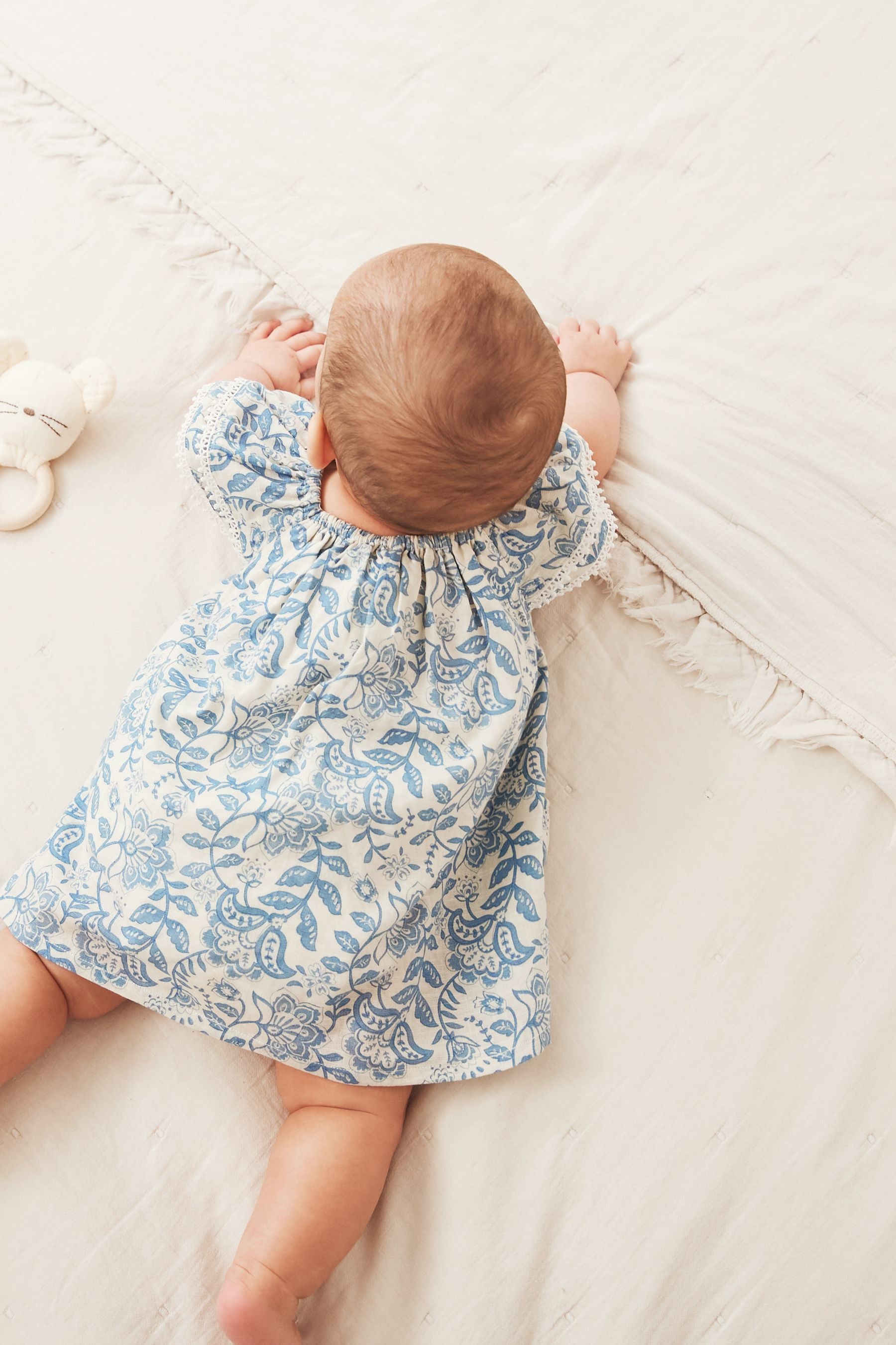 Blue Printed Baby Woven Dress (0mths-2yrs)