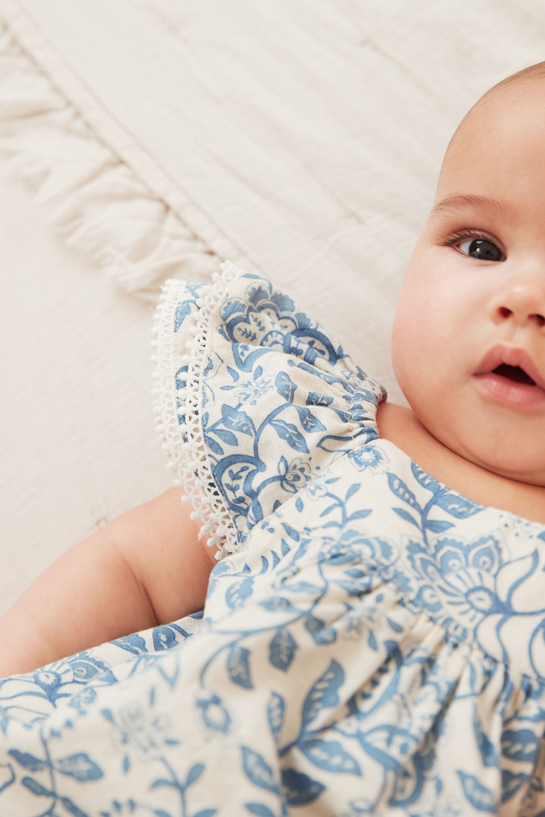 Blue Printed Baby Woven Dress (0mths-2yrs)