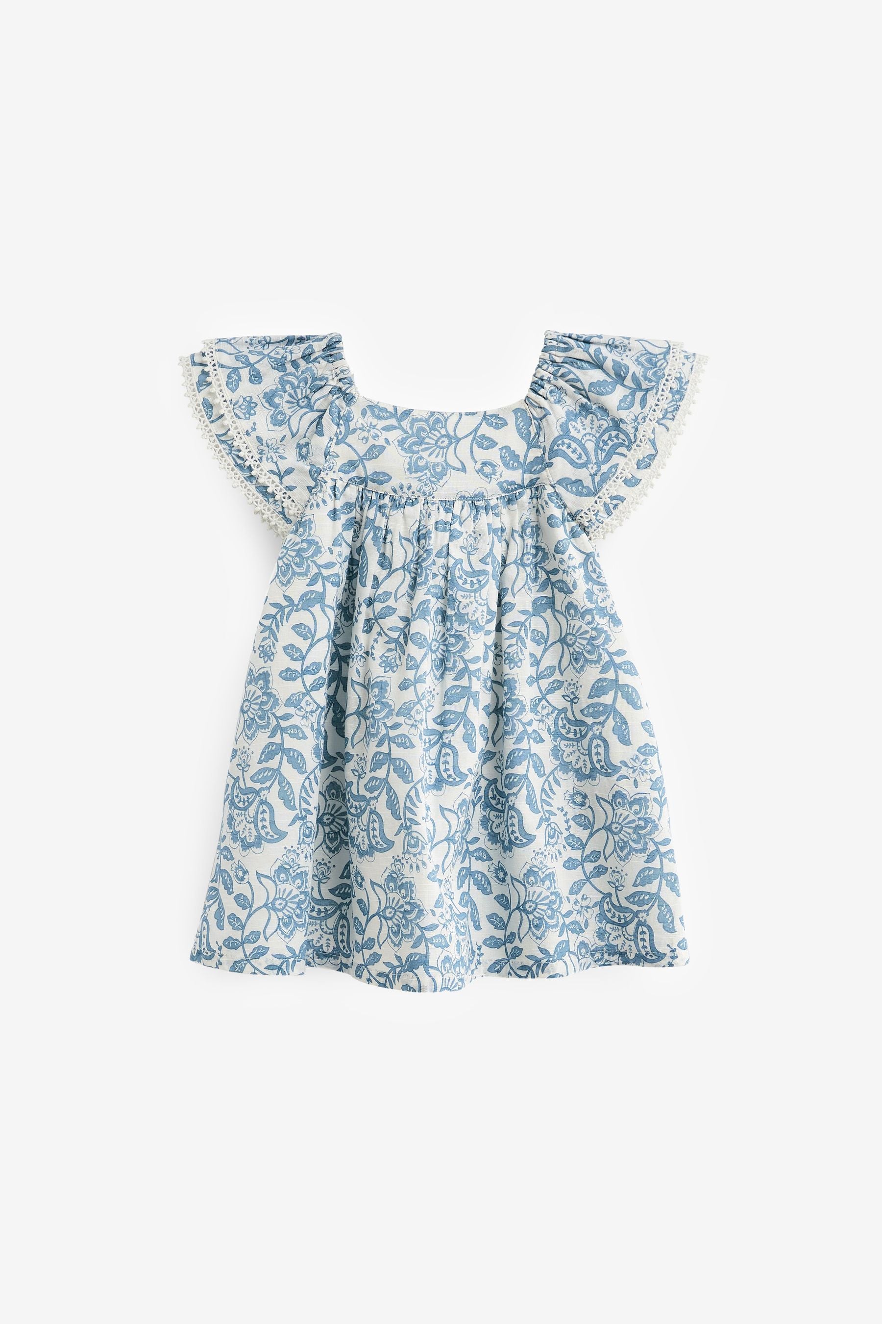 Blue Printed Baby Woven Dress (0mths-2yrs)