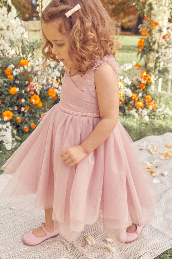 Pink Embellished Tulle Bridesmaid Dress (3mths-8yrs)