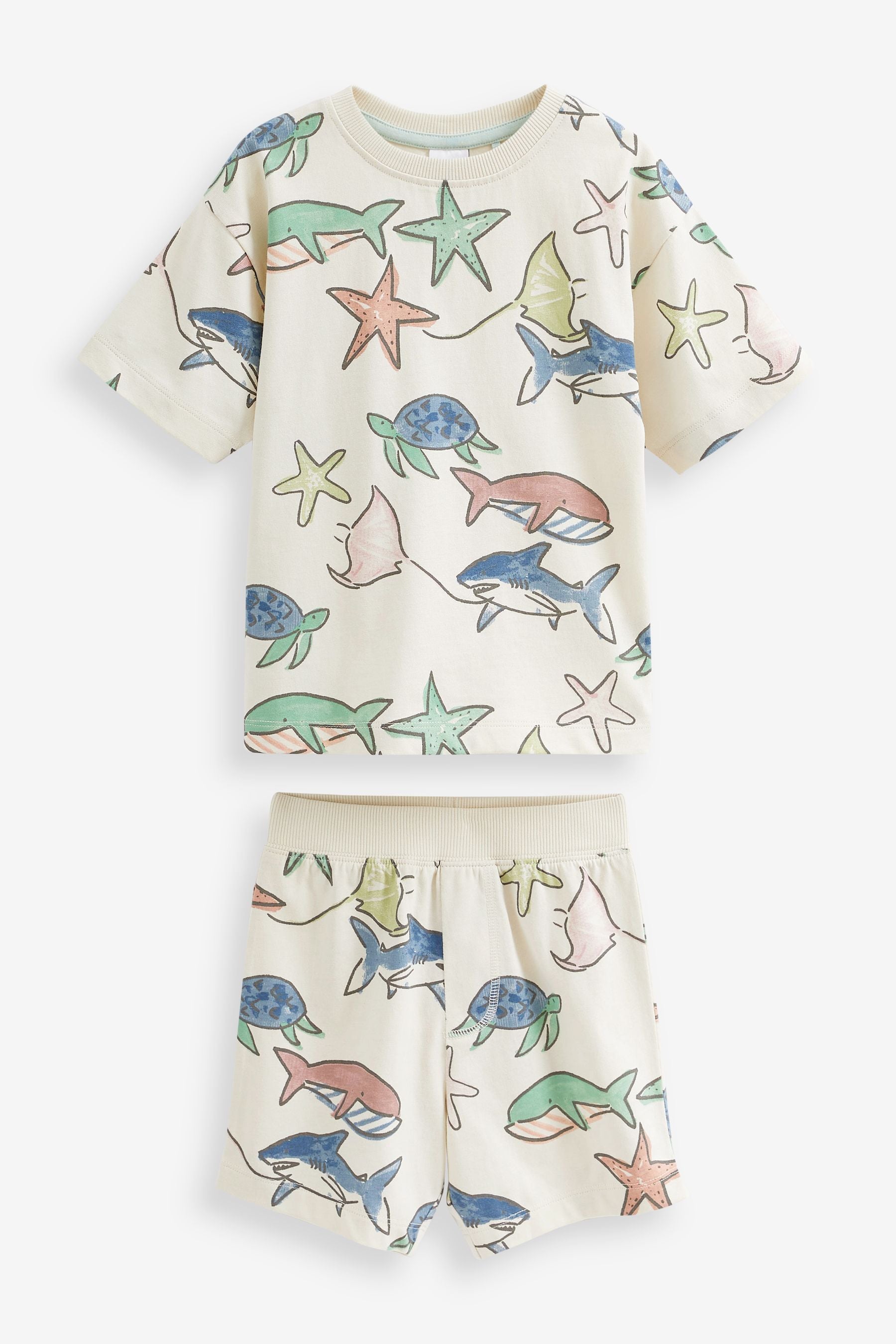 Blue Seaside Print 3 Pack Short Pyjamas (9mths-10yrs)