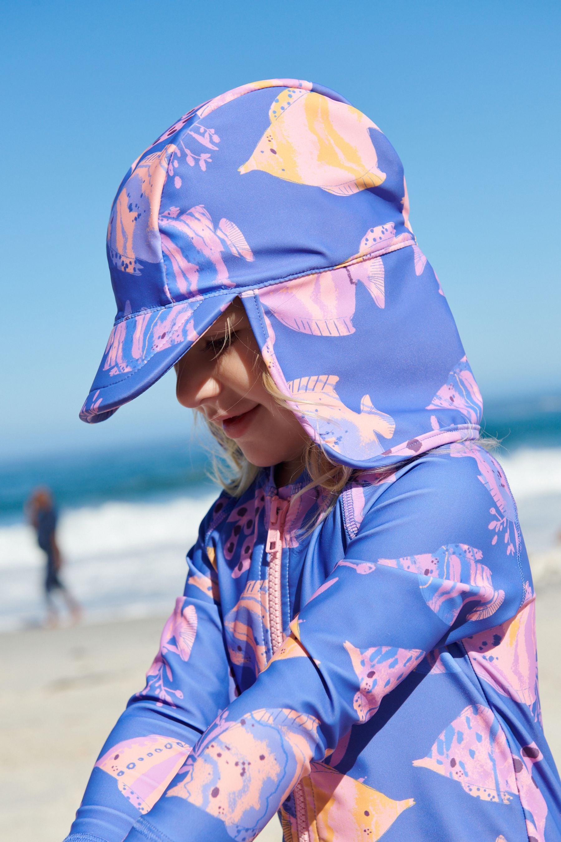 Blue Fish Swim Legionnaire Cap (3mths-10yrs)