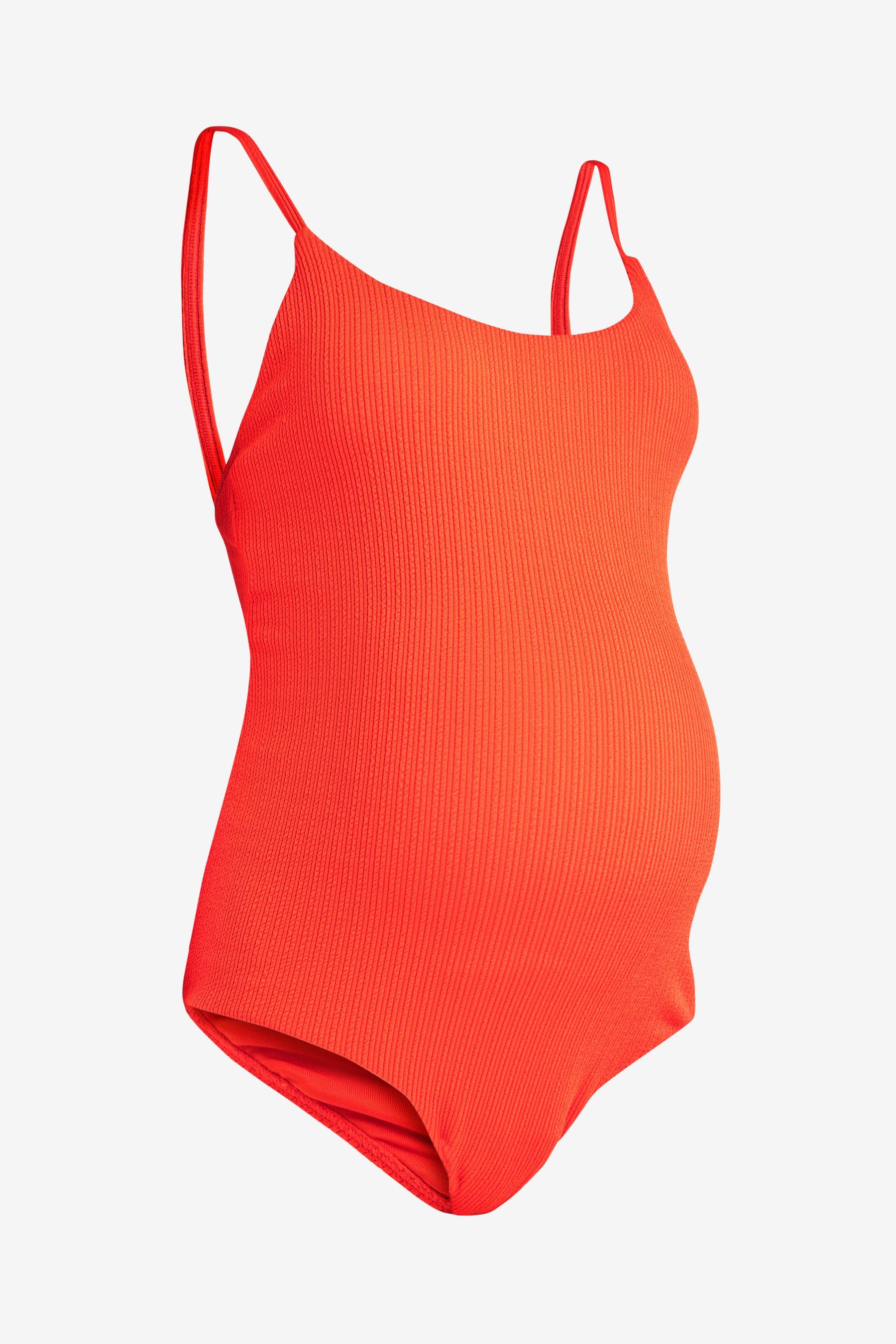 Orange Texture Maternity Scoop Swimsuit