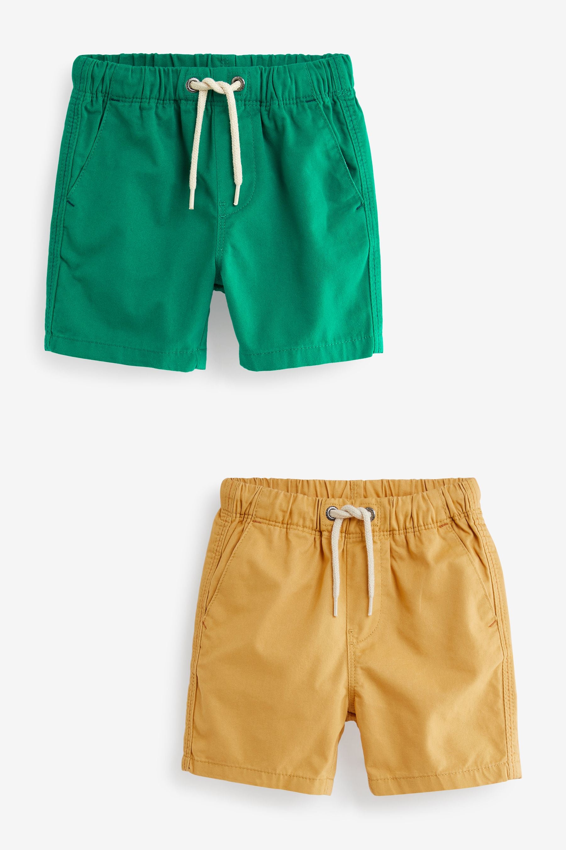 Green/Ochre Yellow Pull-On Shorts 2 Pack (3mths-7yrs)