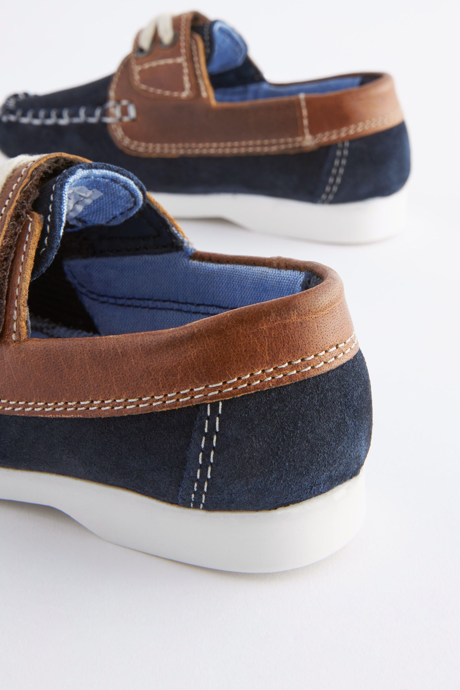 Tan/Navy Leather Boat Shoes