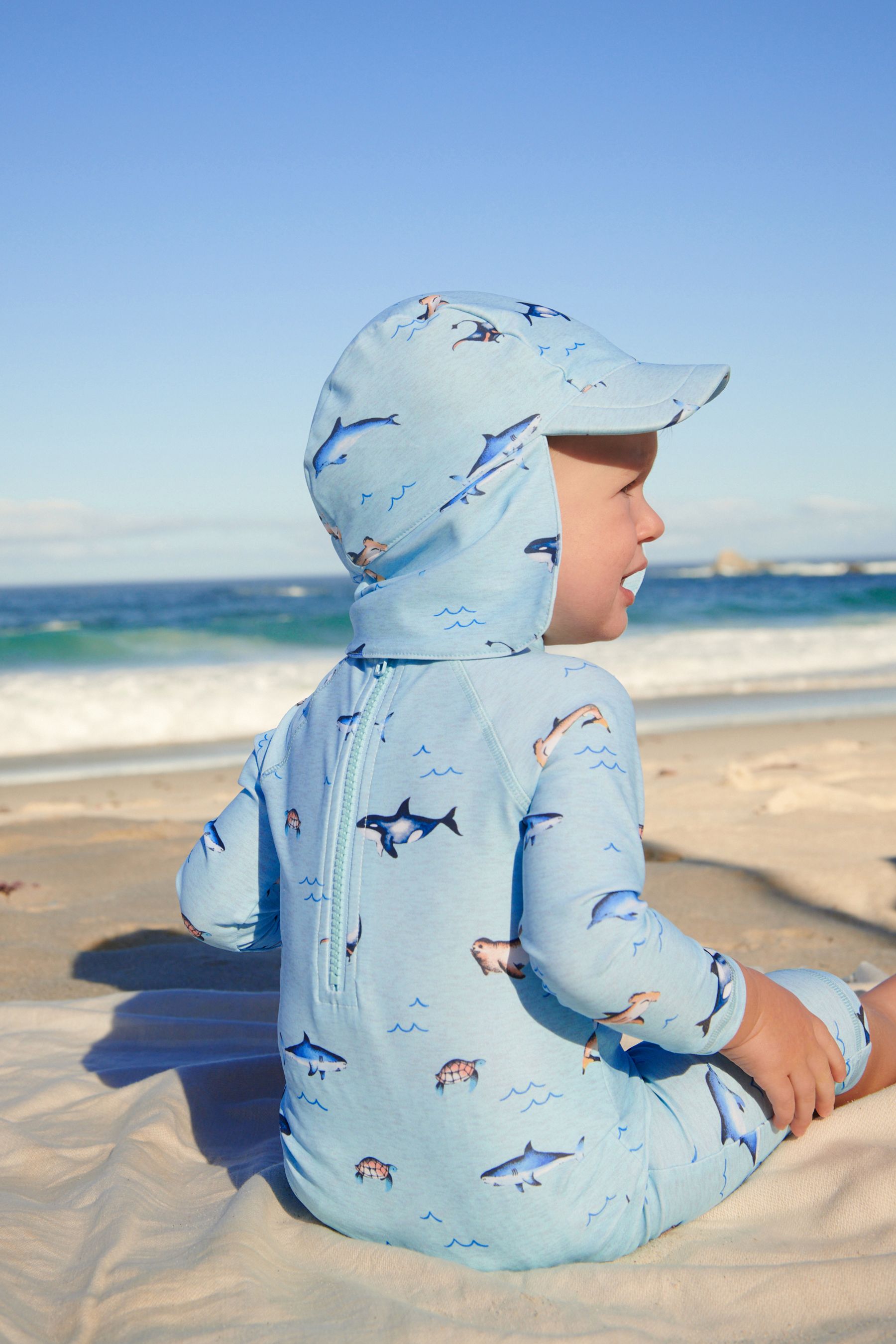 Blue Sea Animals Sunsafe 2pc Swimsuit & Hat (3mths-7yrs)