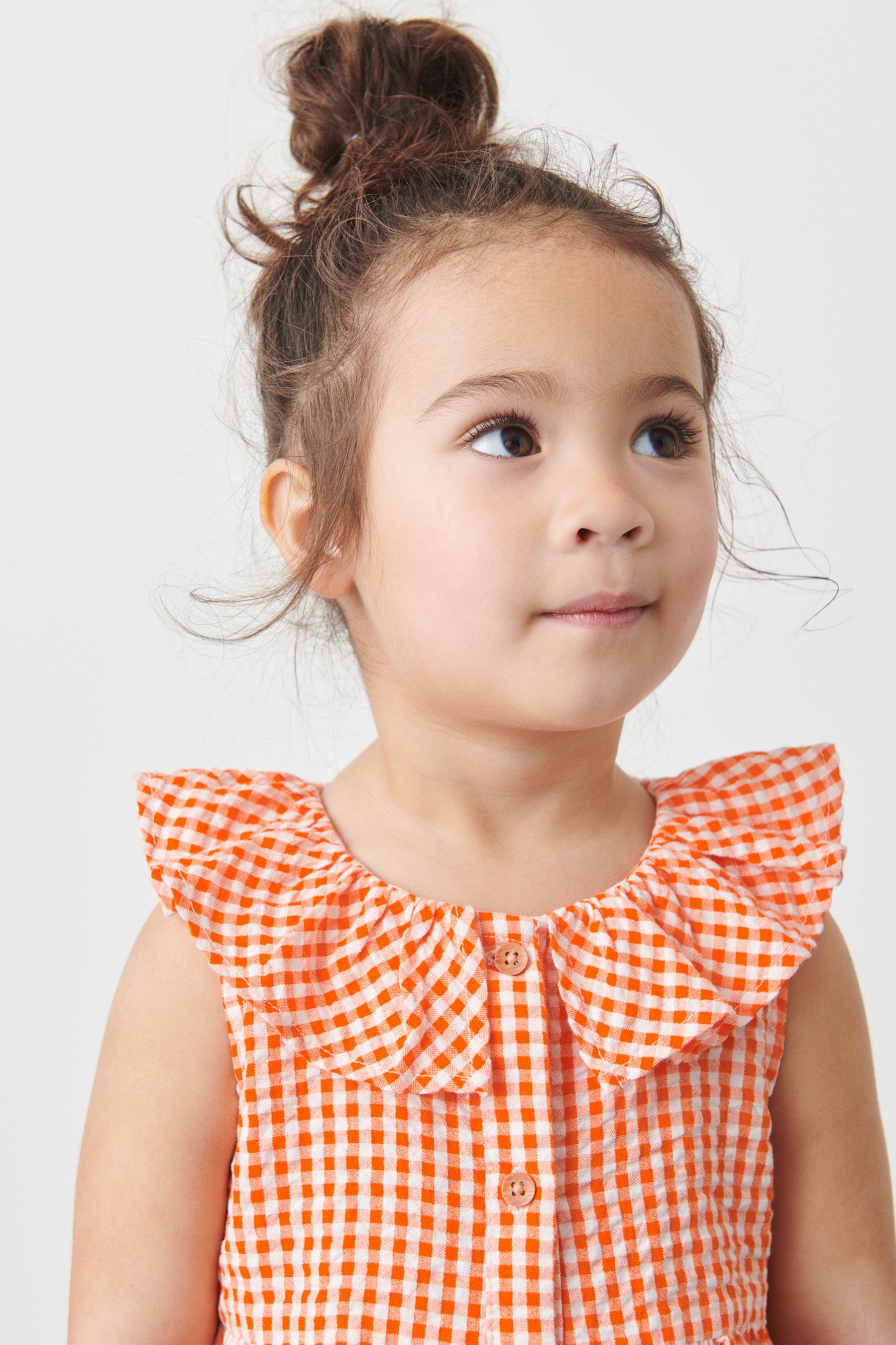 Orange Gingham Ruffle Collar Dress (3mths-8yrs)