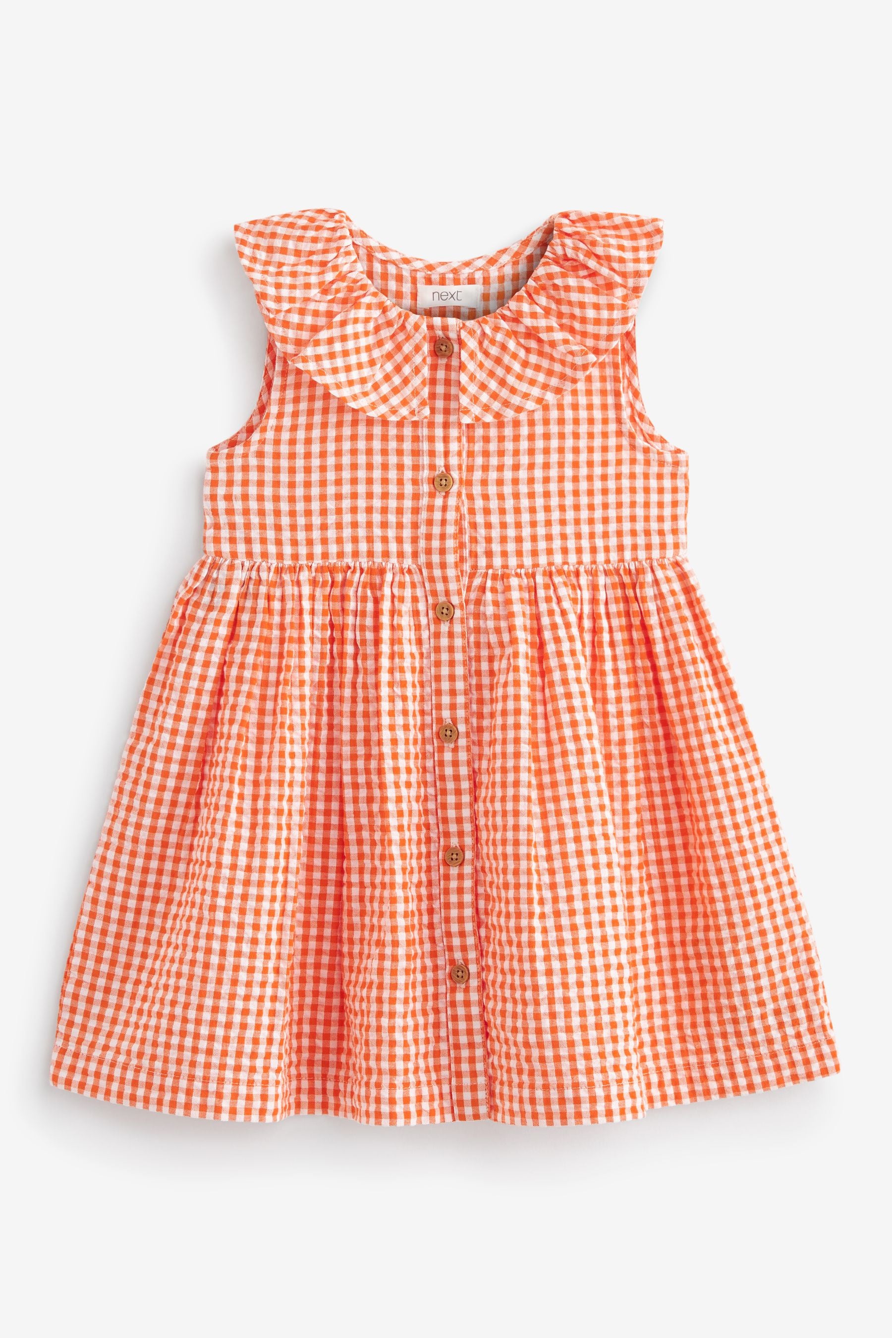 Orange Gingham Ruffle Collar Dress (3mths-8yrs)