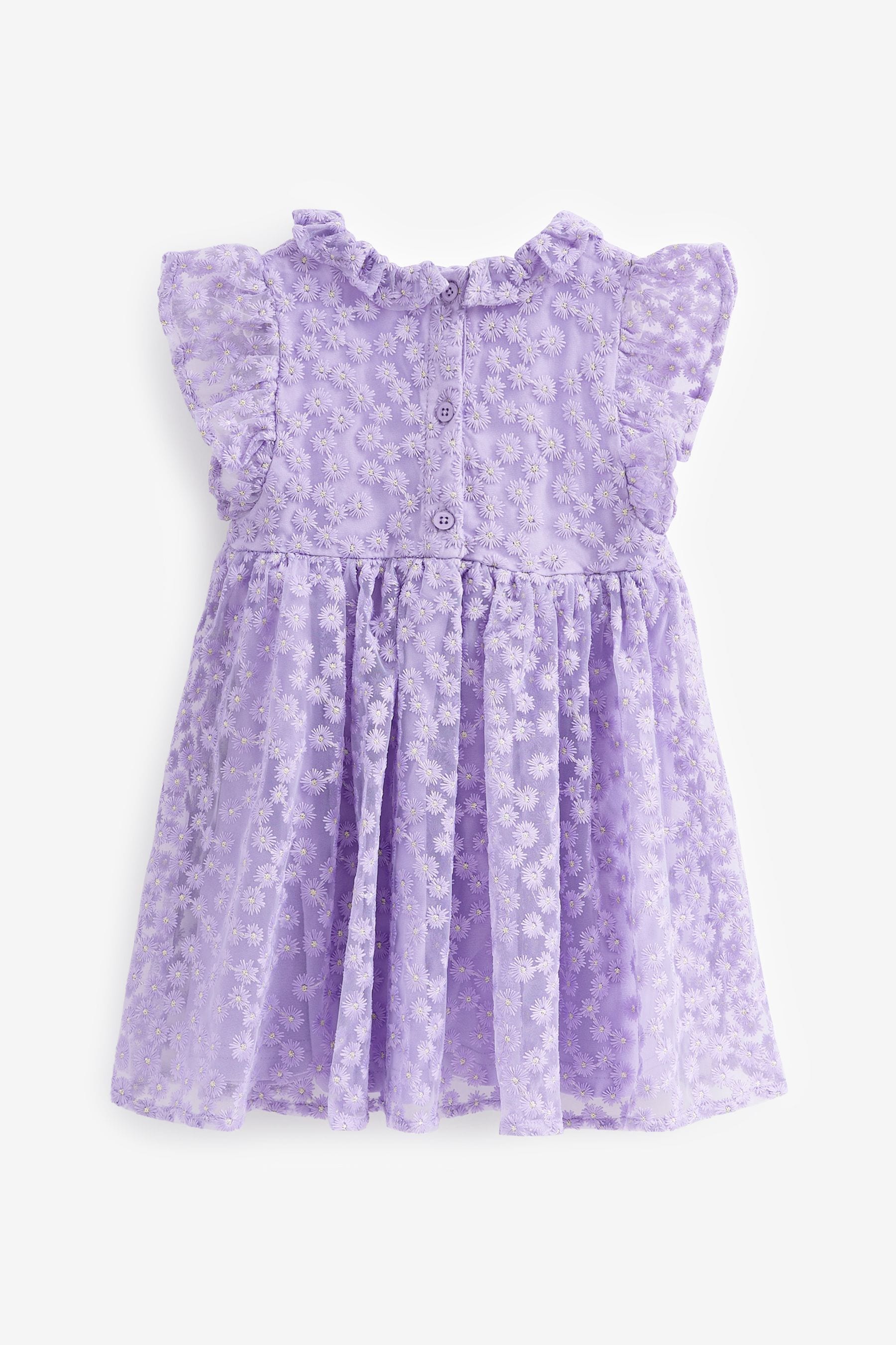 Lilac Purple Short Sleeve Lace Dress (3mths-6yrs)