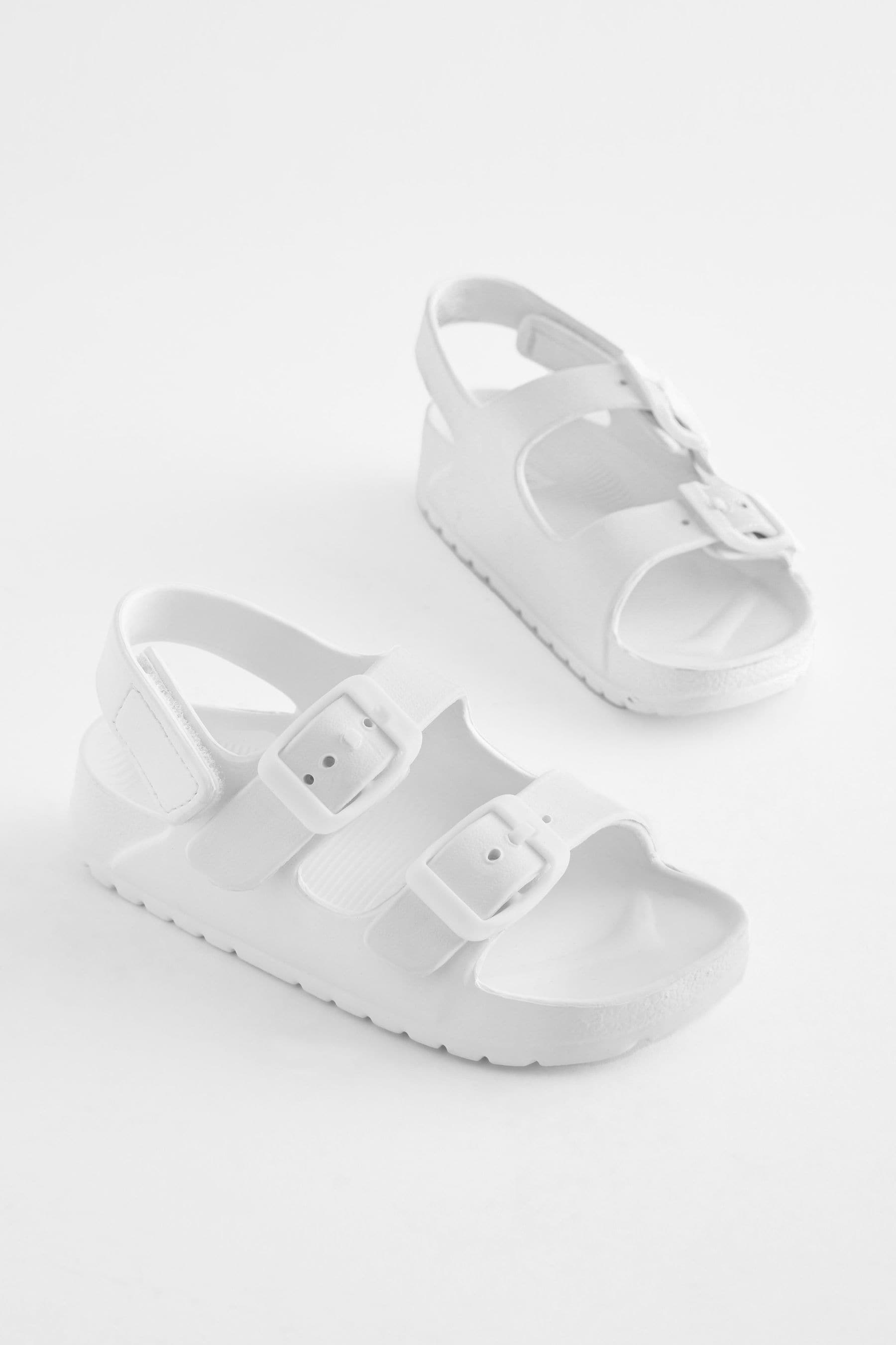 White Double Buckle Ankle Strap EVA Sandals