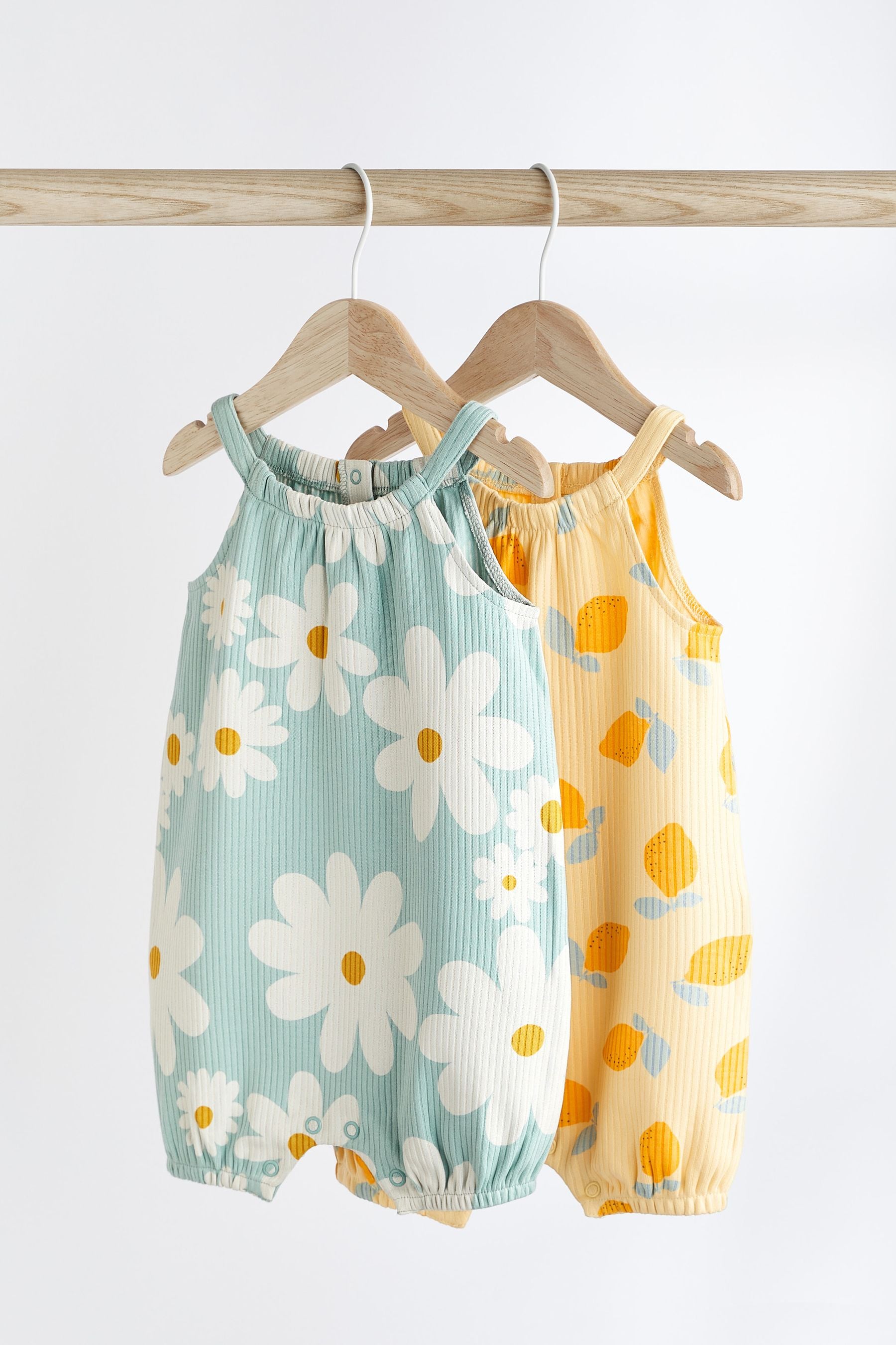 Blue/Yellow Baby Rompers 2 Pack