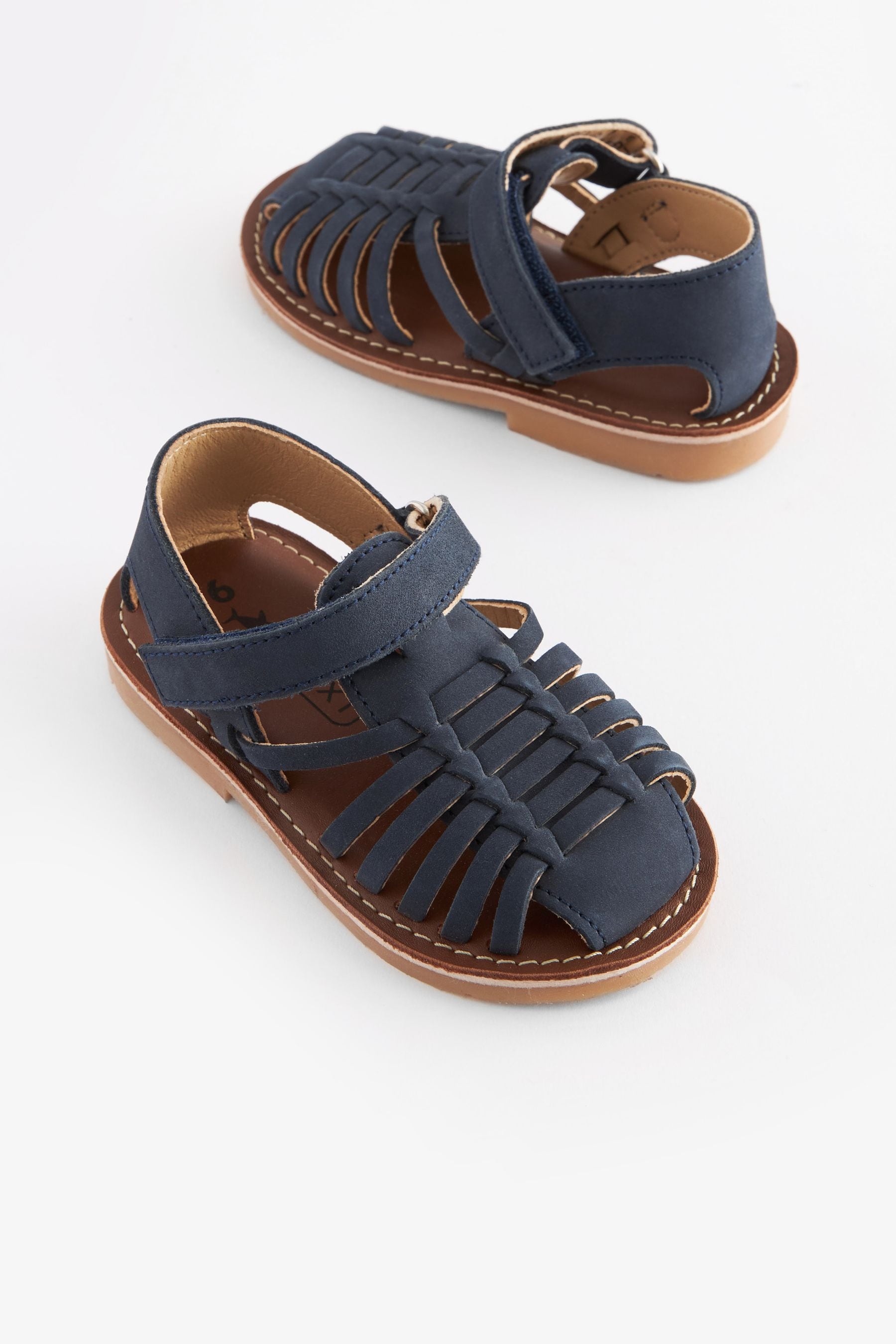 Navy Blue Leather Sandals