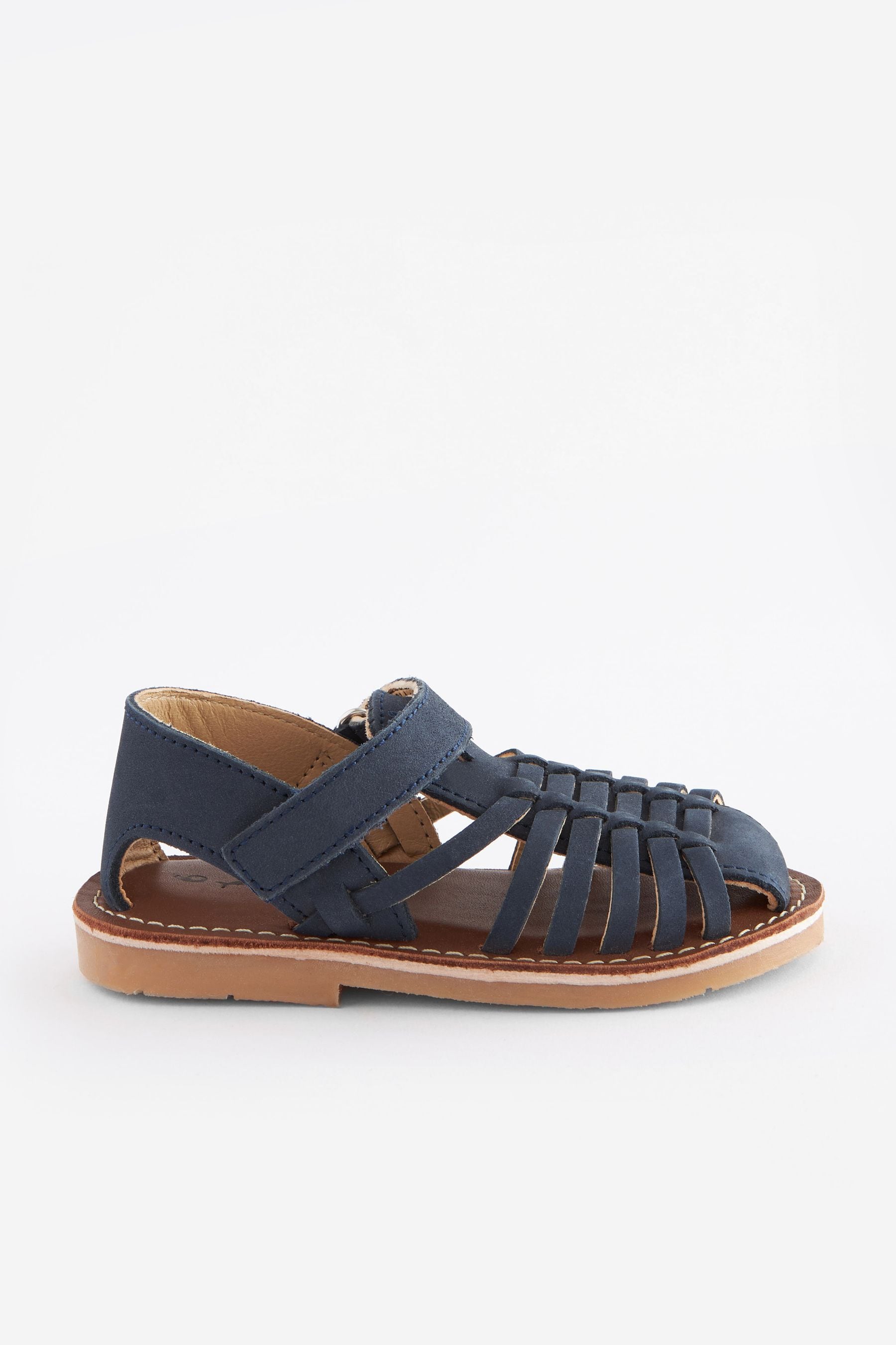 Navy Blue Leather Sandals