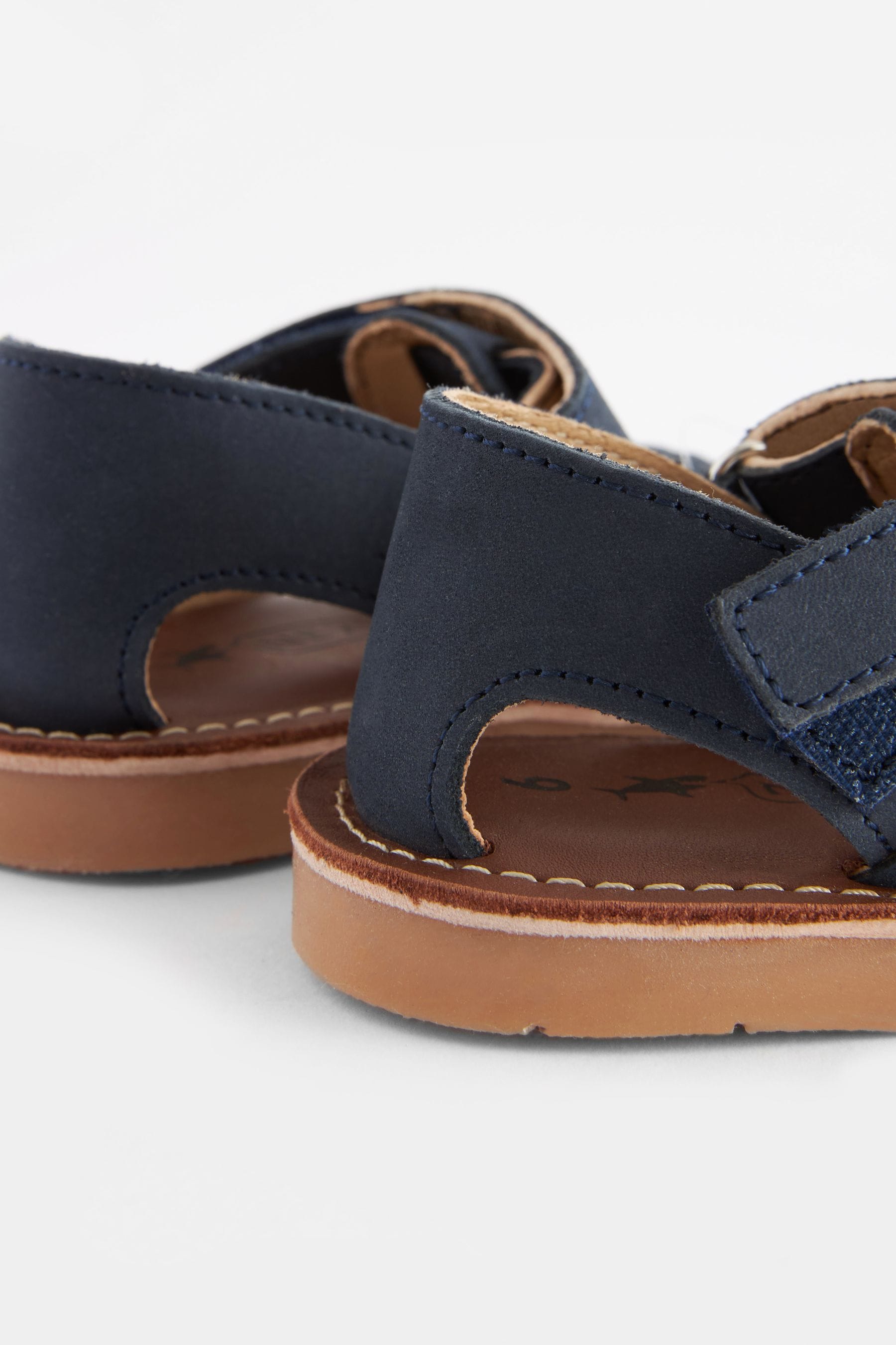 Navy Blue Leather Sandals