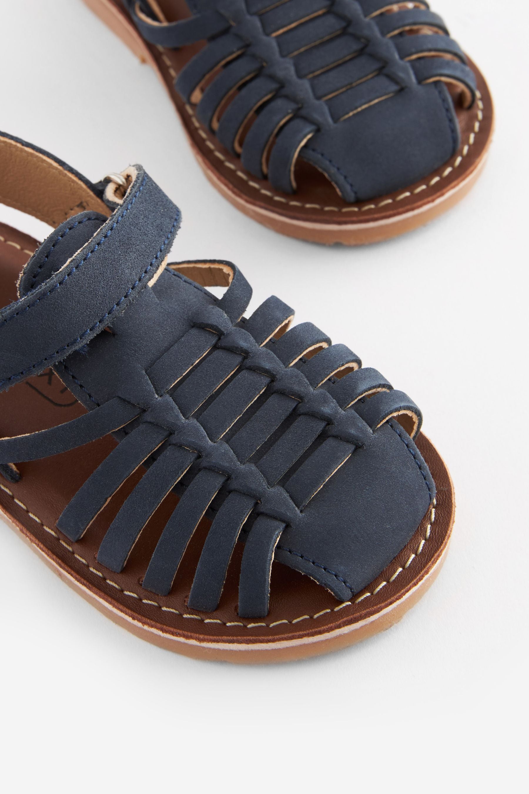 Navy Blue Leather Sandals