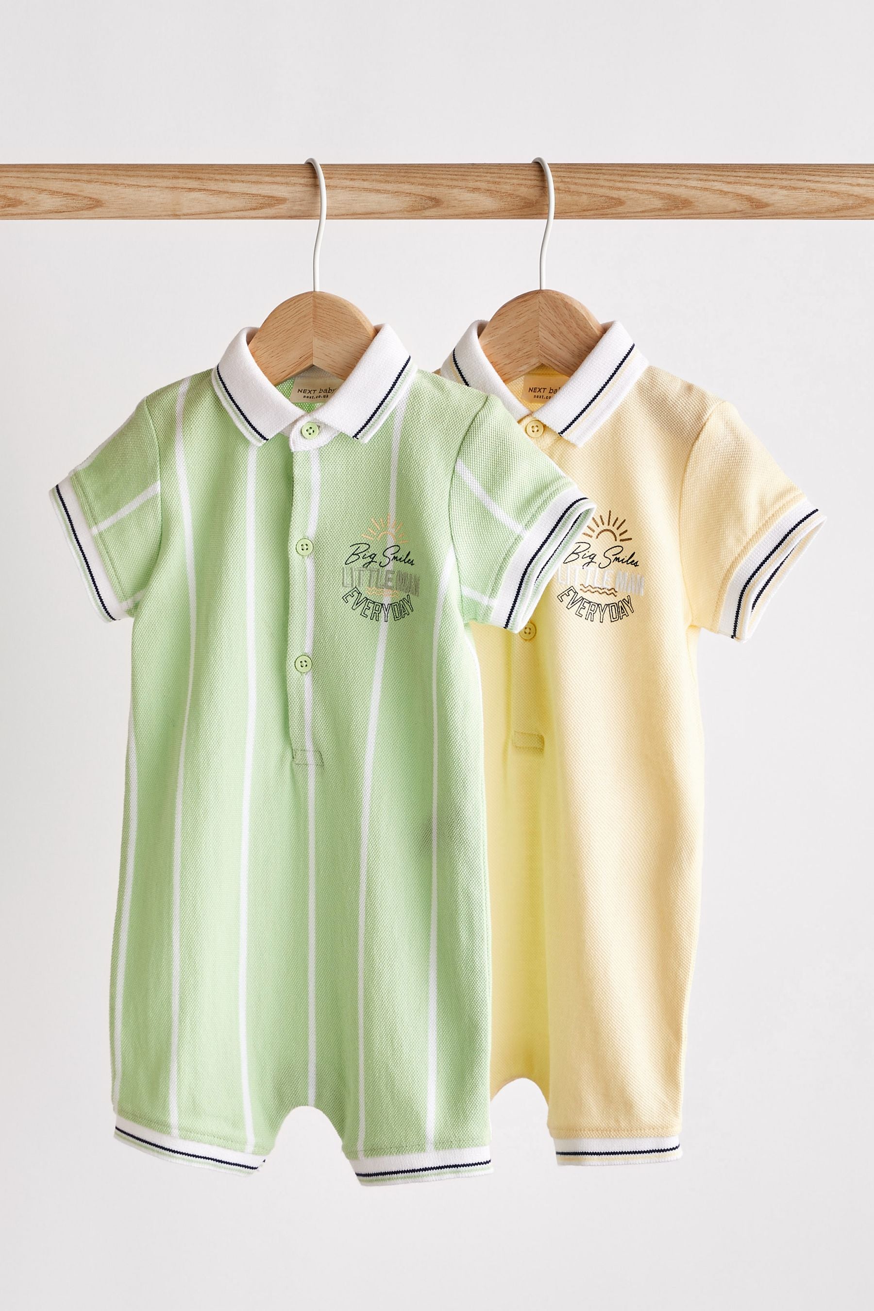 Sage Green Baby Polo Rompers 2 Pack