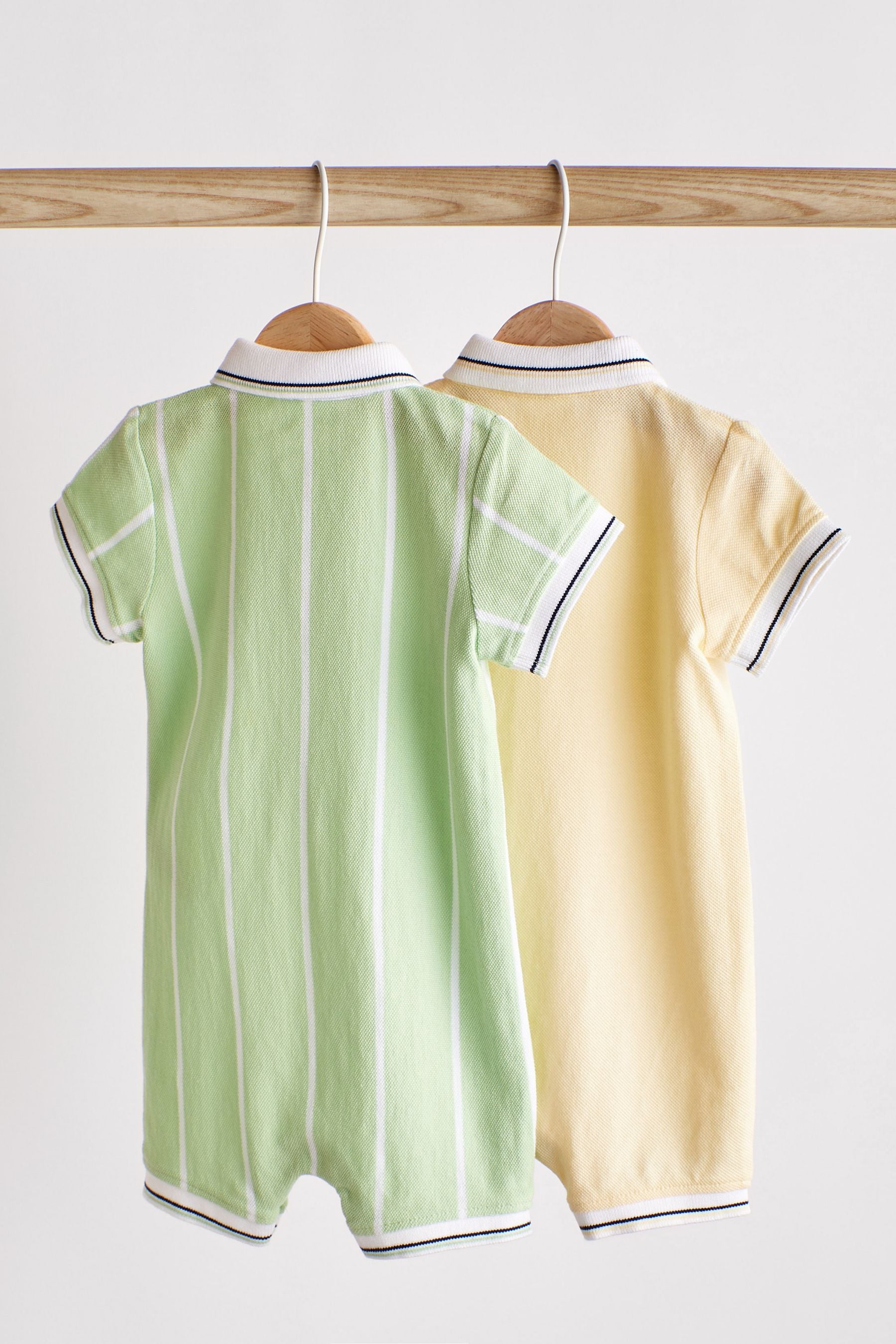 Sage Green Baby Polo Rompers 2 Pack