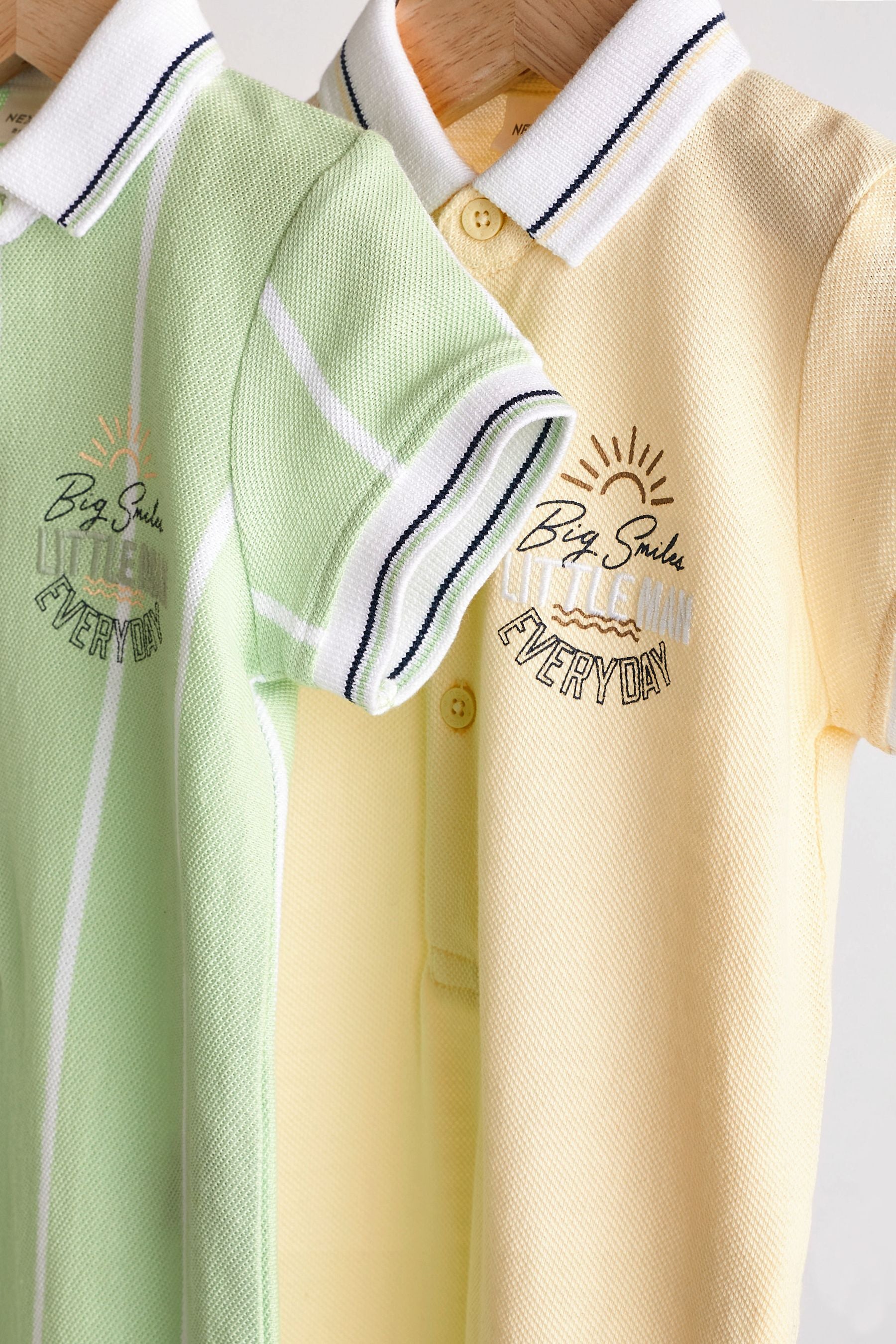 Sage Green Baby Polo Rompers 2 Pack