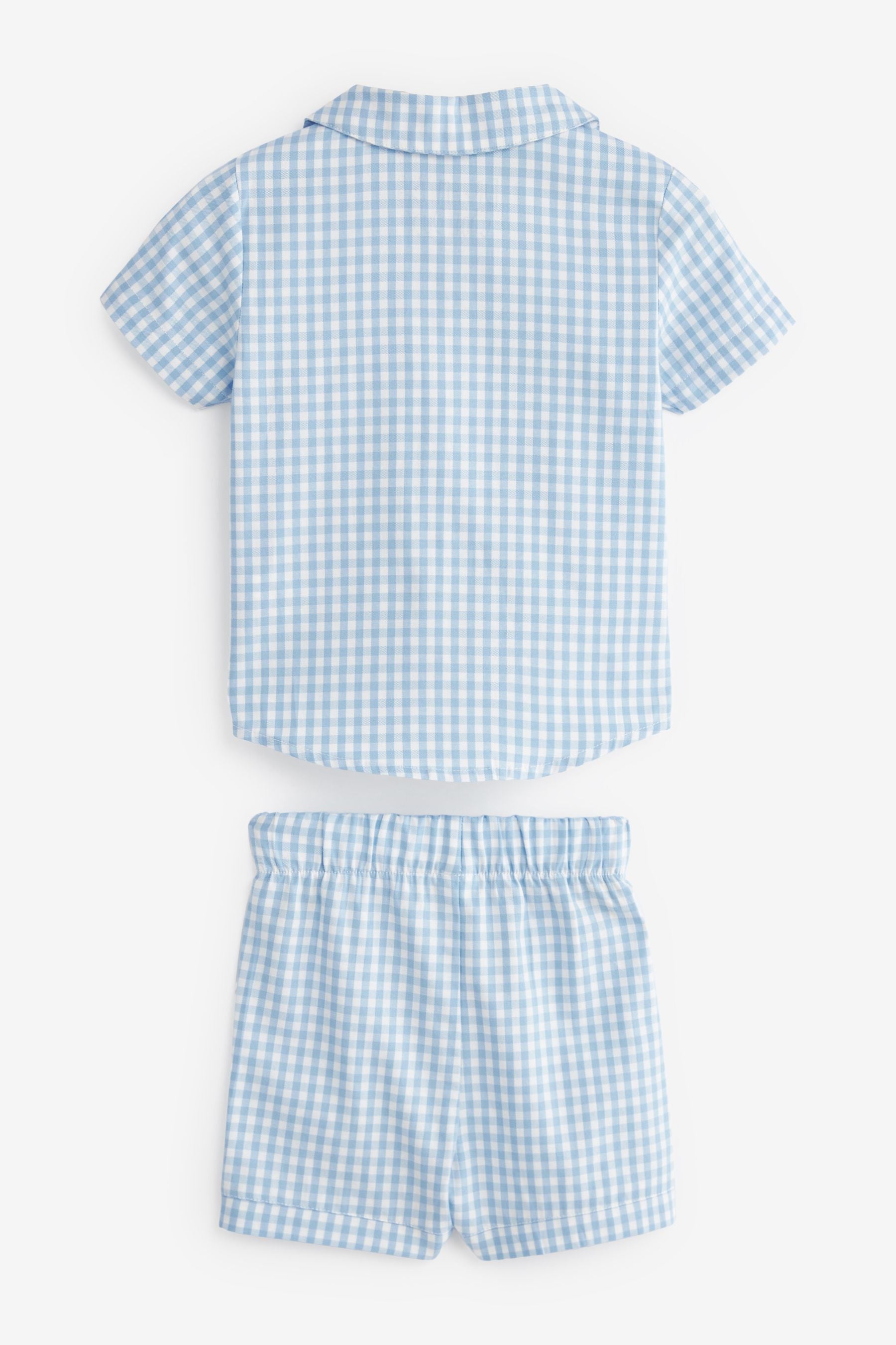 Blue Check Button Down Short Pyjamas (9mths-8yrs)