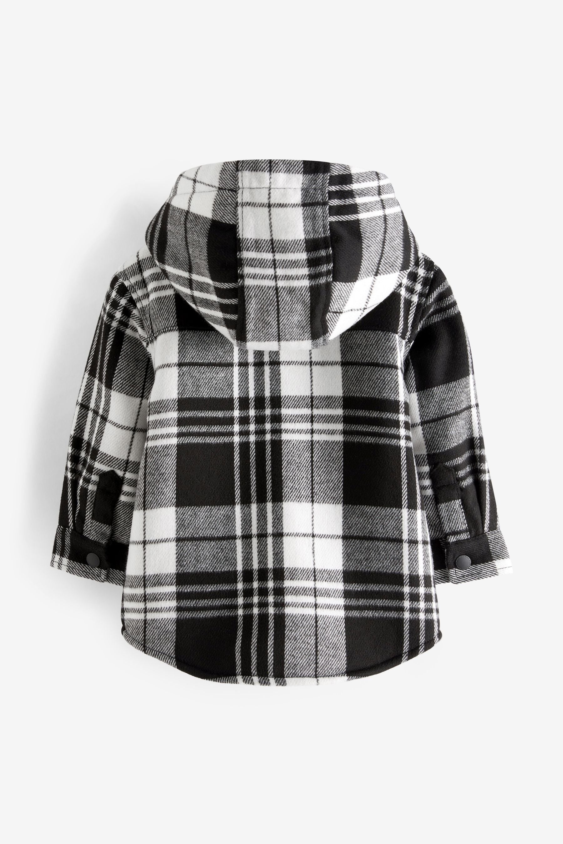 Black & White Check Borg Lined Hooded Shirt Jacket (3mths-7yrs)