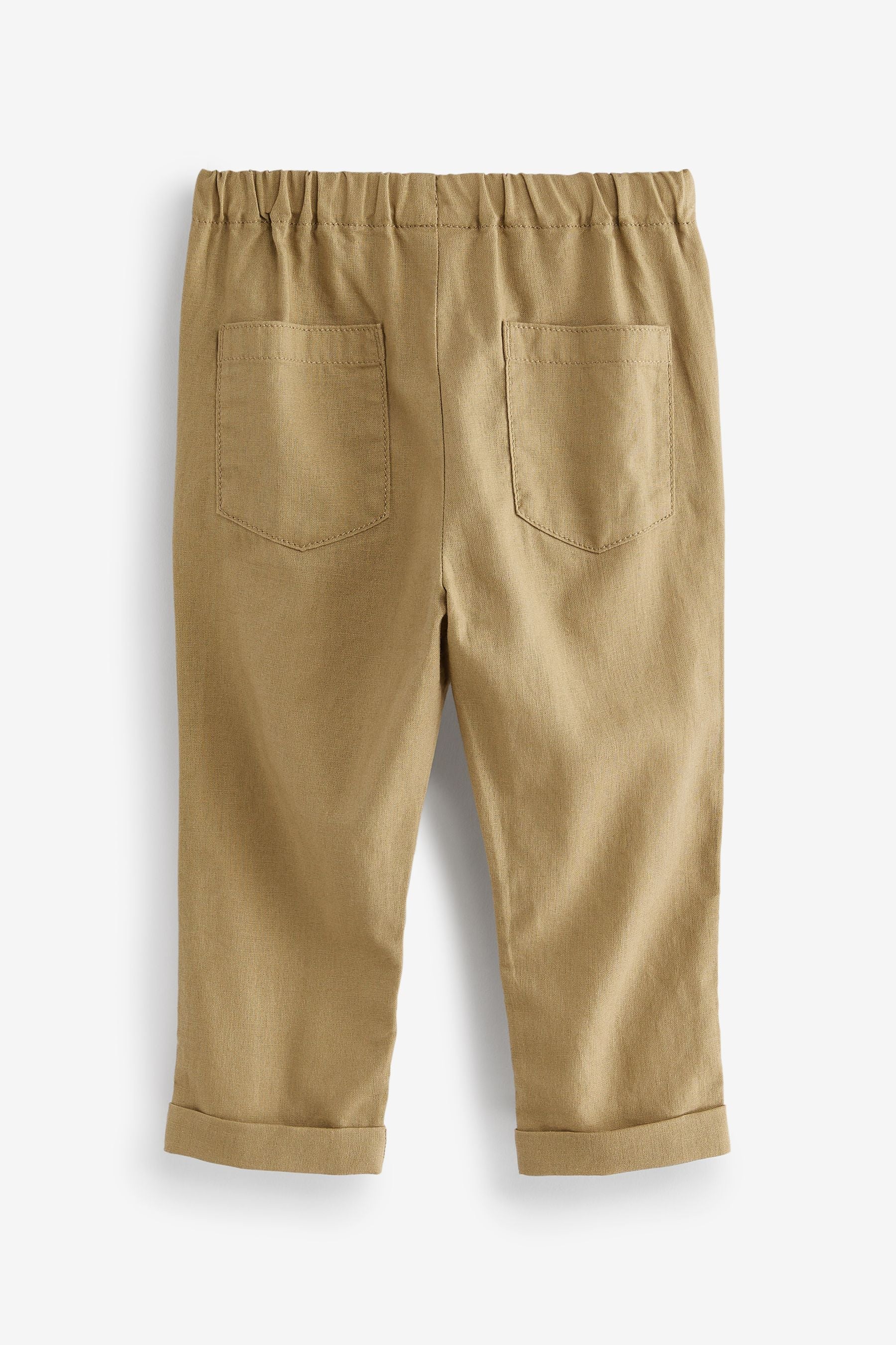 Tan Brown Linen Blend Pull-On Trousers (3mths-7yrs)