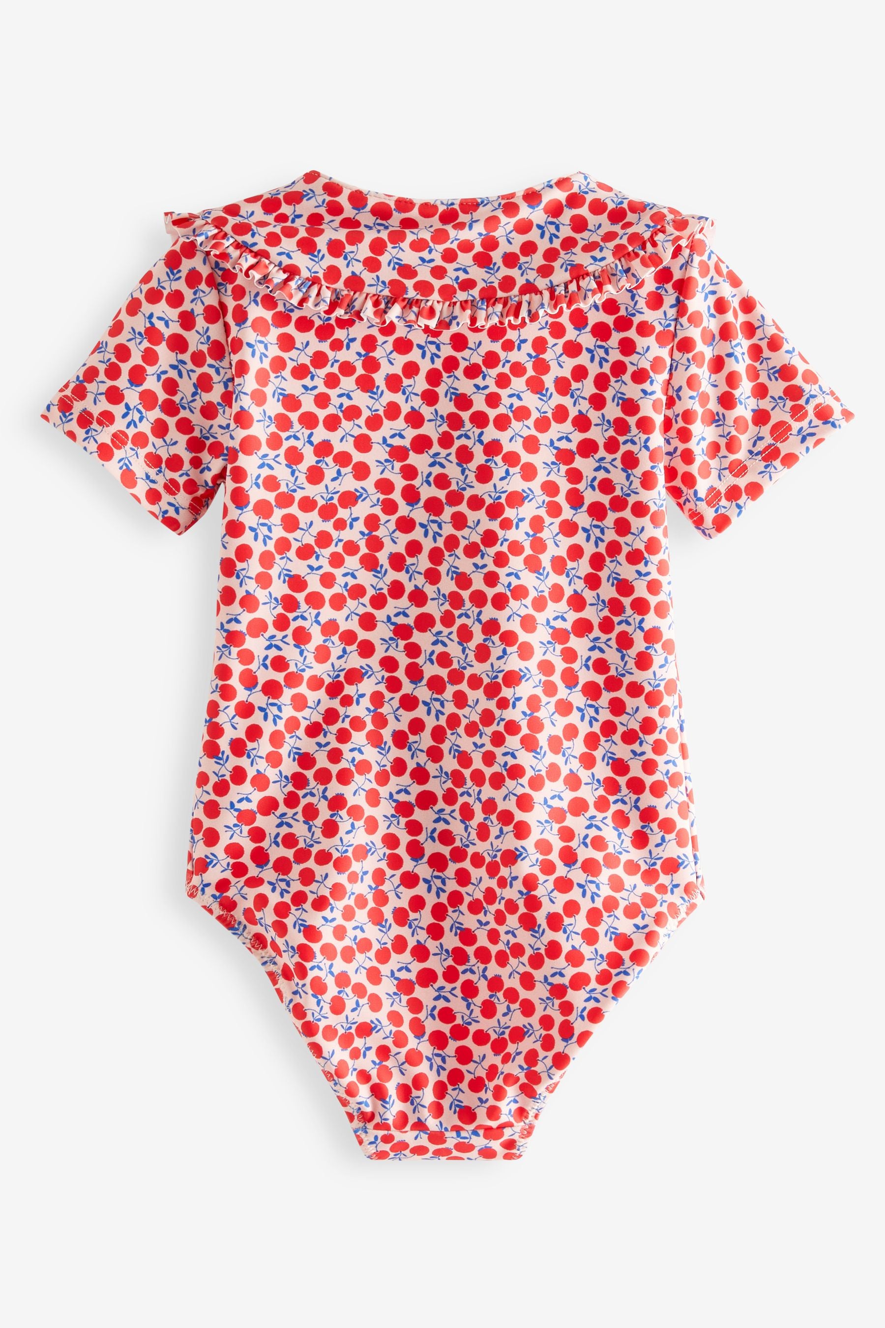 Red/White Collared Short Sleeve Swimsuit (3mths-7yrs)