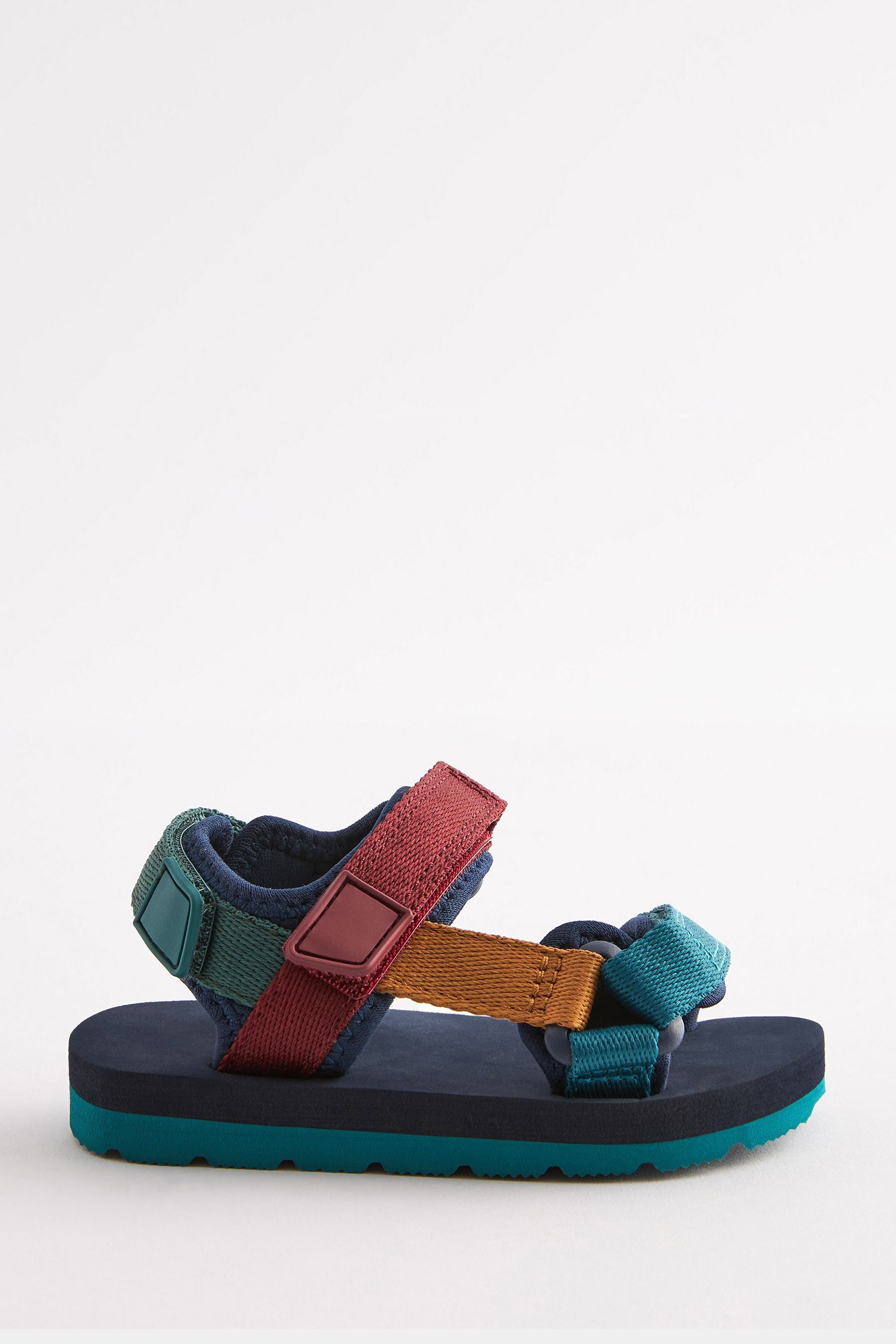 Muted Rainbow Colourblock Touch Fastening Adjustable Strap Tape Trekker Sandals