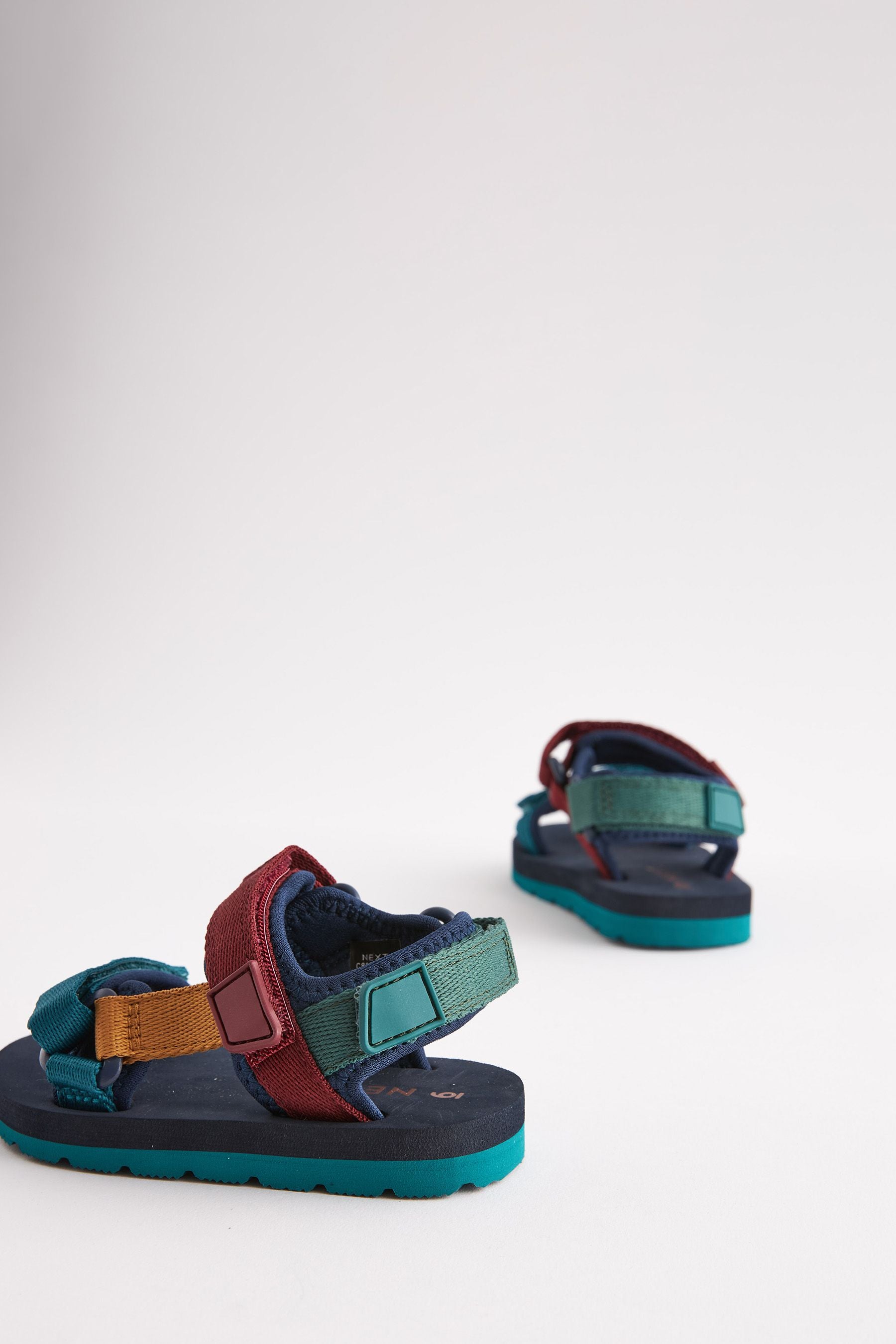 Muted Rainbow Colourblock Touch Fastening Adjustable Strap Tape Trekker Sandals