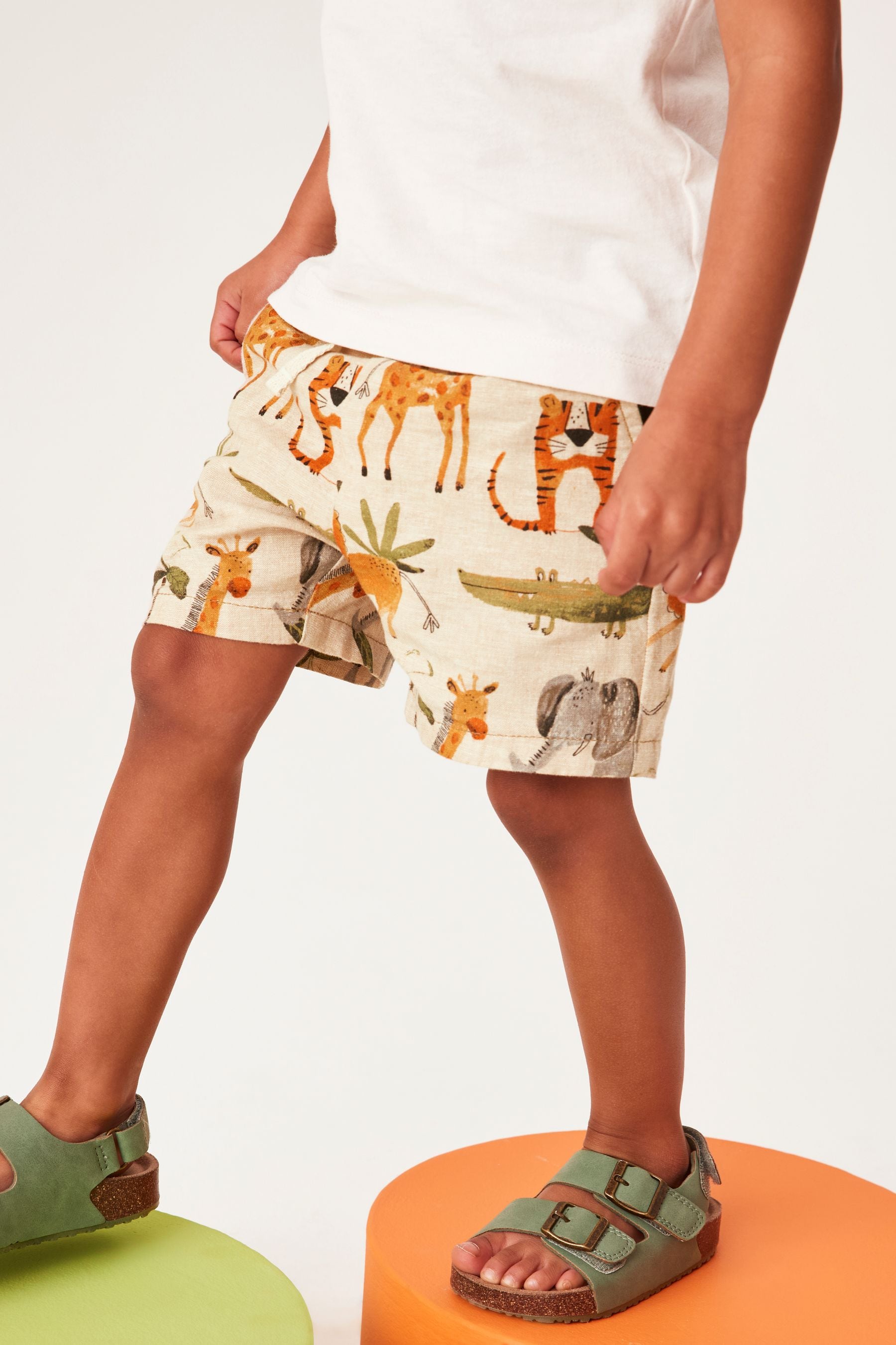 Safari Print Linen Blend Shorts (3mths-7yrs)