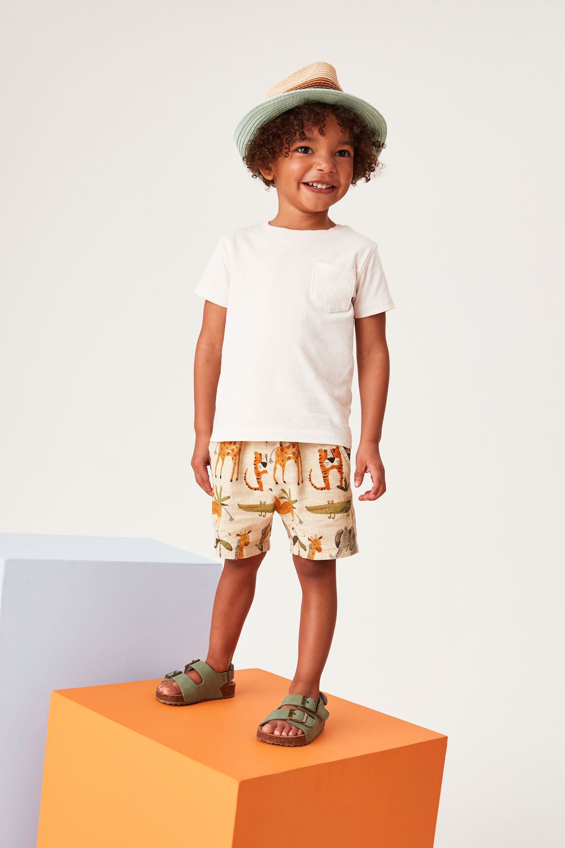 Safari Print Linen Blend Shorts (3mths-7yrs)