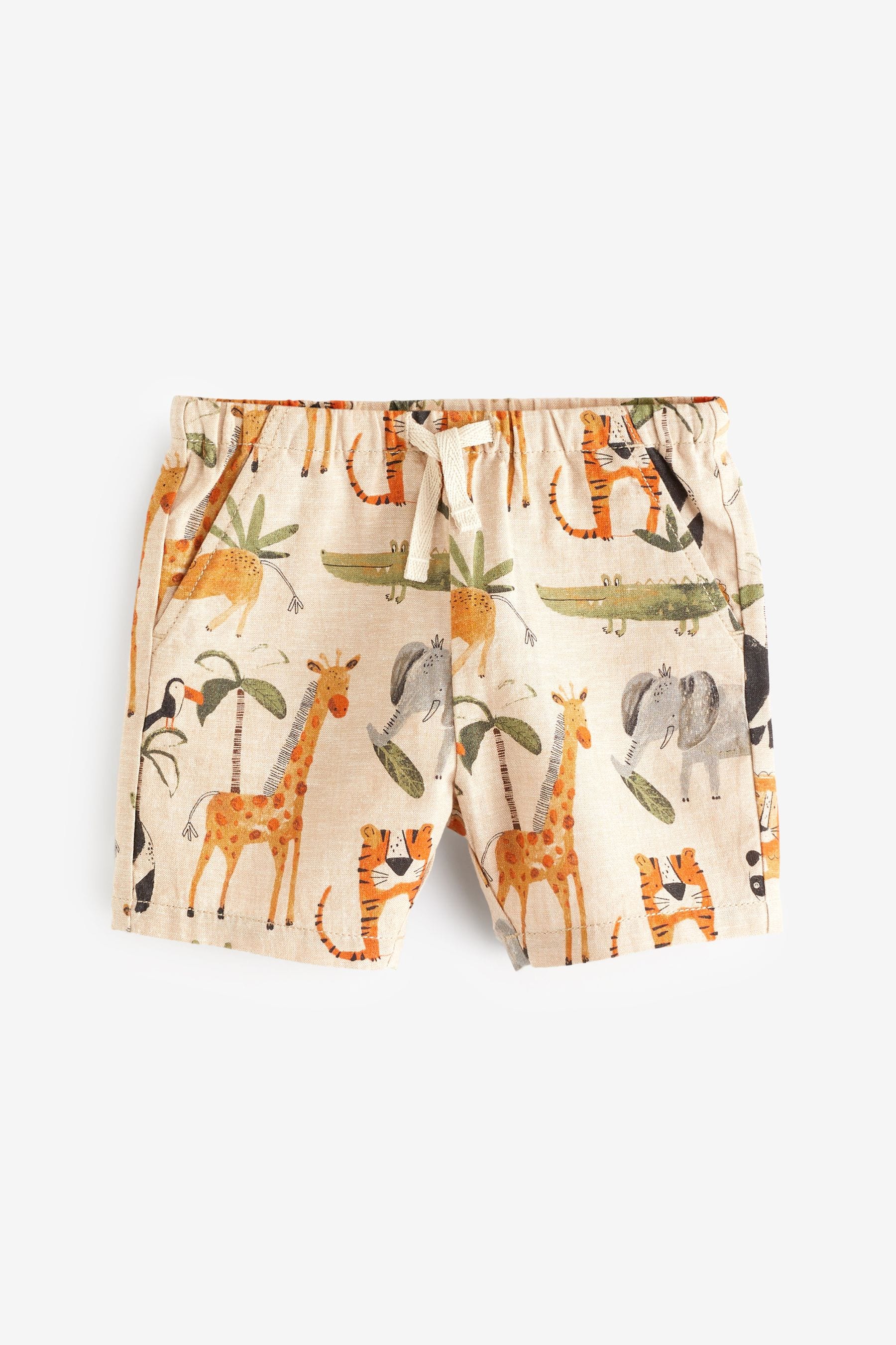 Safari Print Linen Blend Shorts (3mths-7yrs)