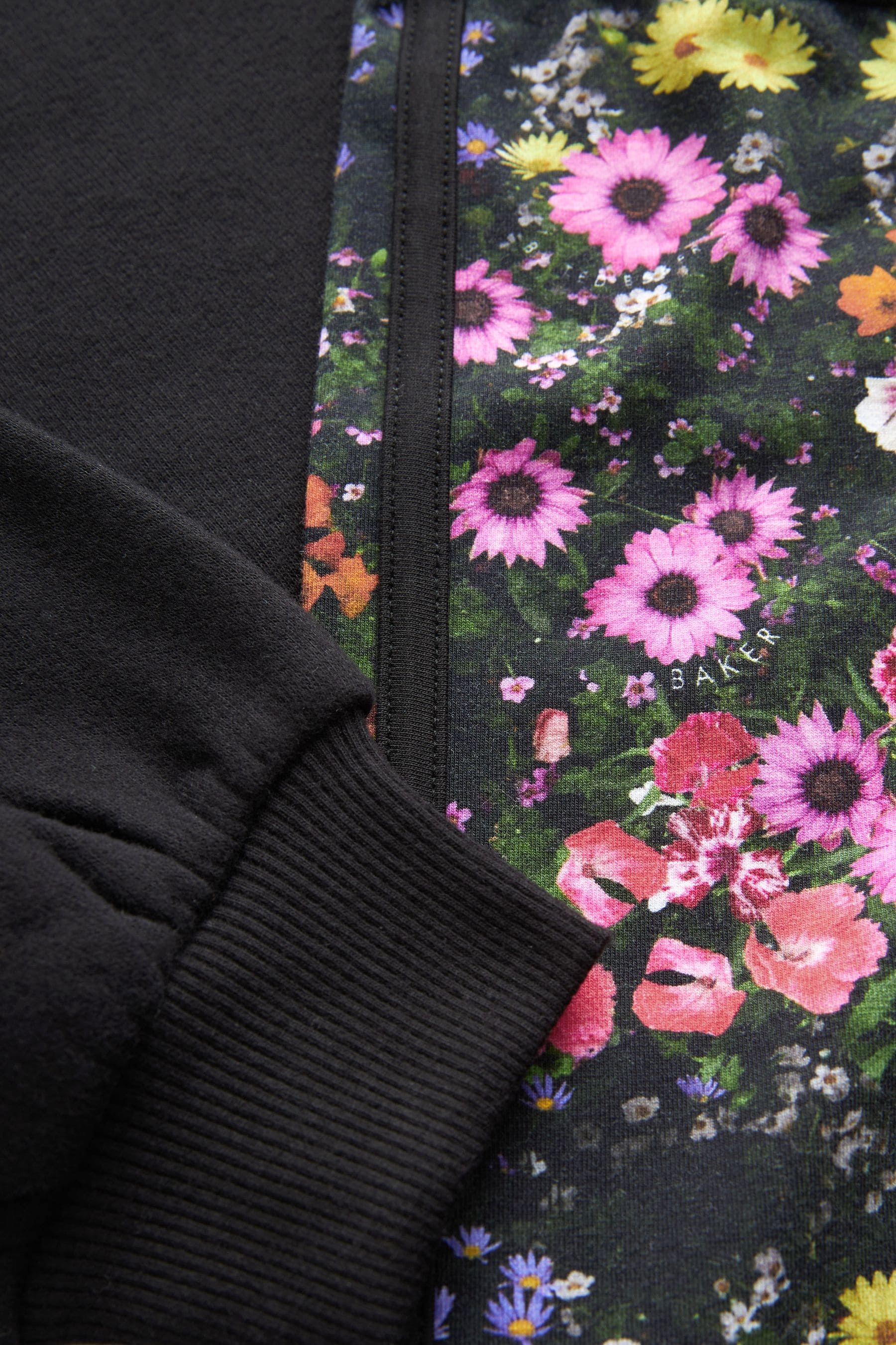 Black Baker by Ted Baker Floral Black Legging and Hoodie Set