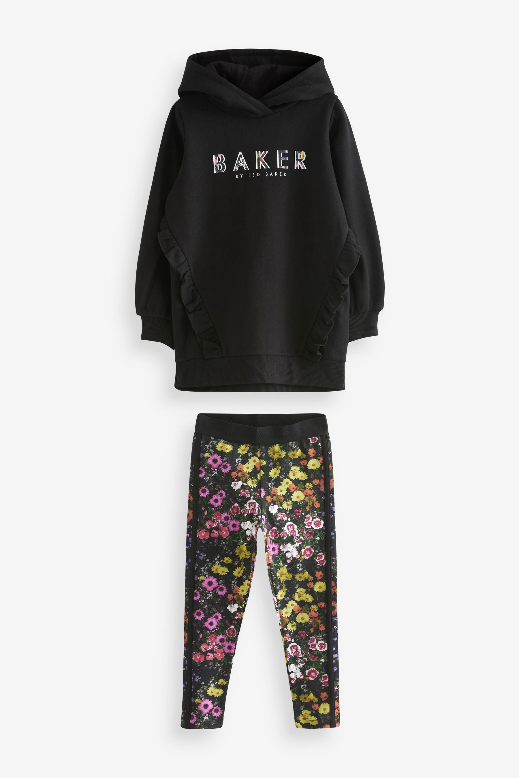 Black Baker by Ted Baker Floral Black Legging and Hoodie Set