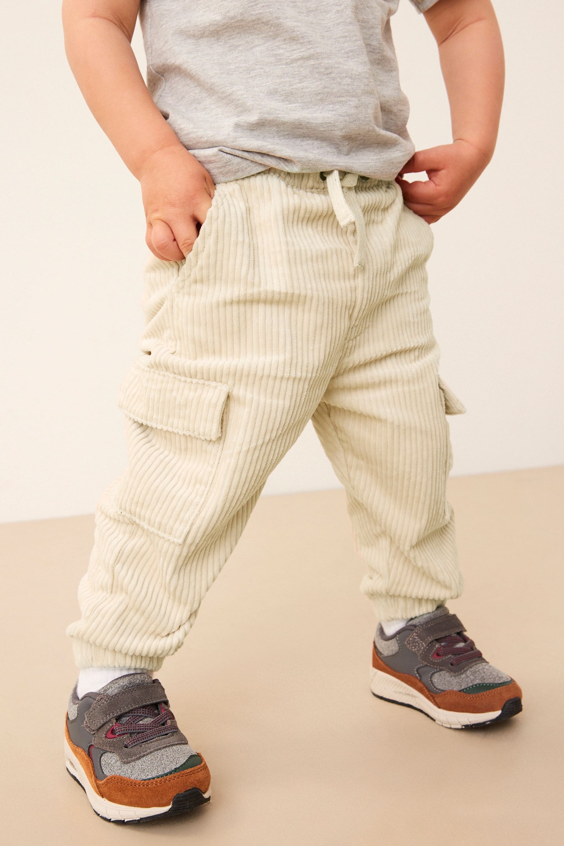 Ecru Cream Corduroy Cargo Trousers (3mths-7yrs)