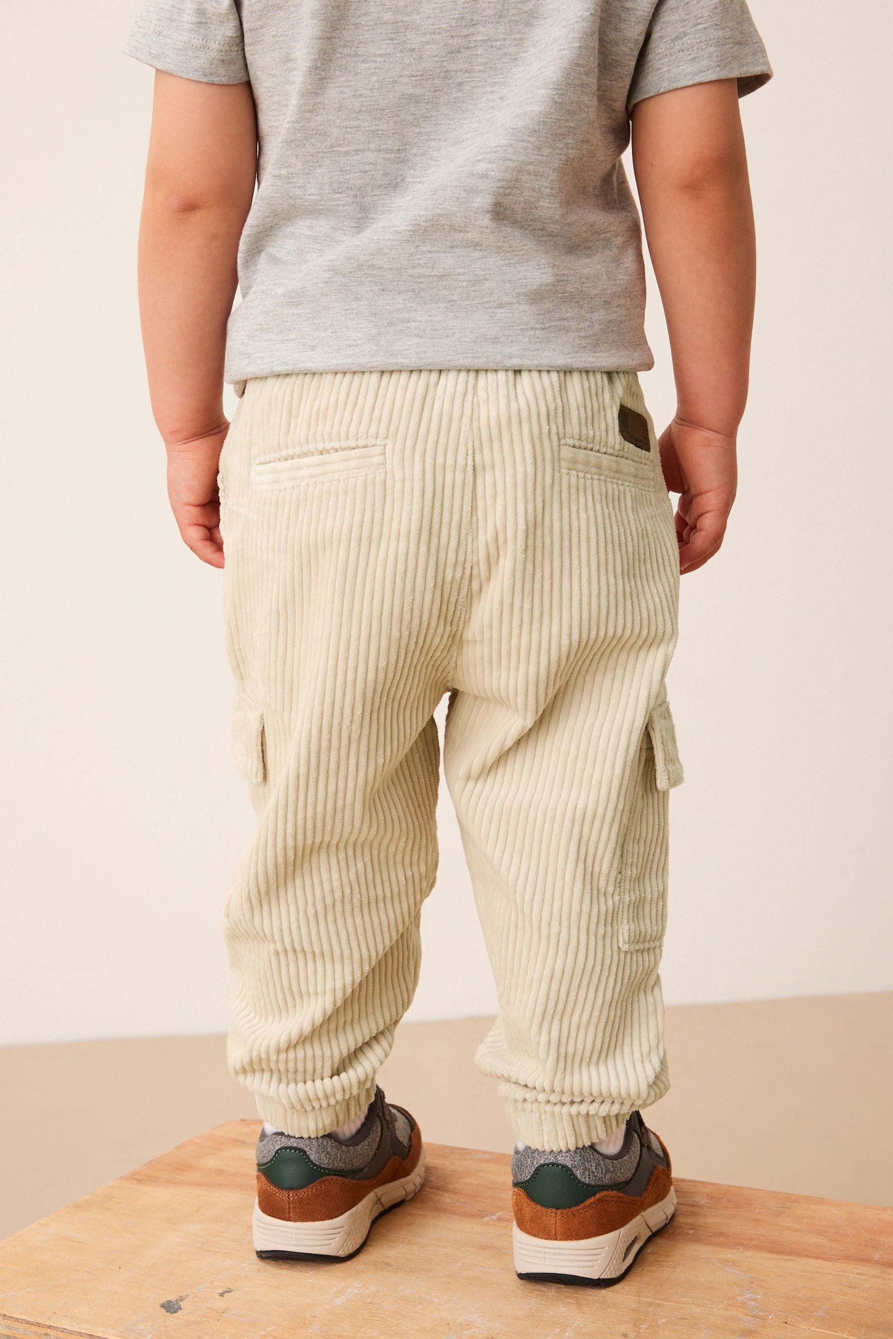 Ecru Cream Corduroy Cargo Trousers (3mths-7yrs)