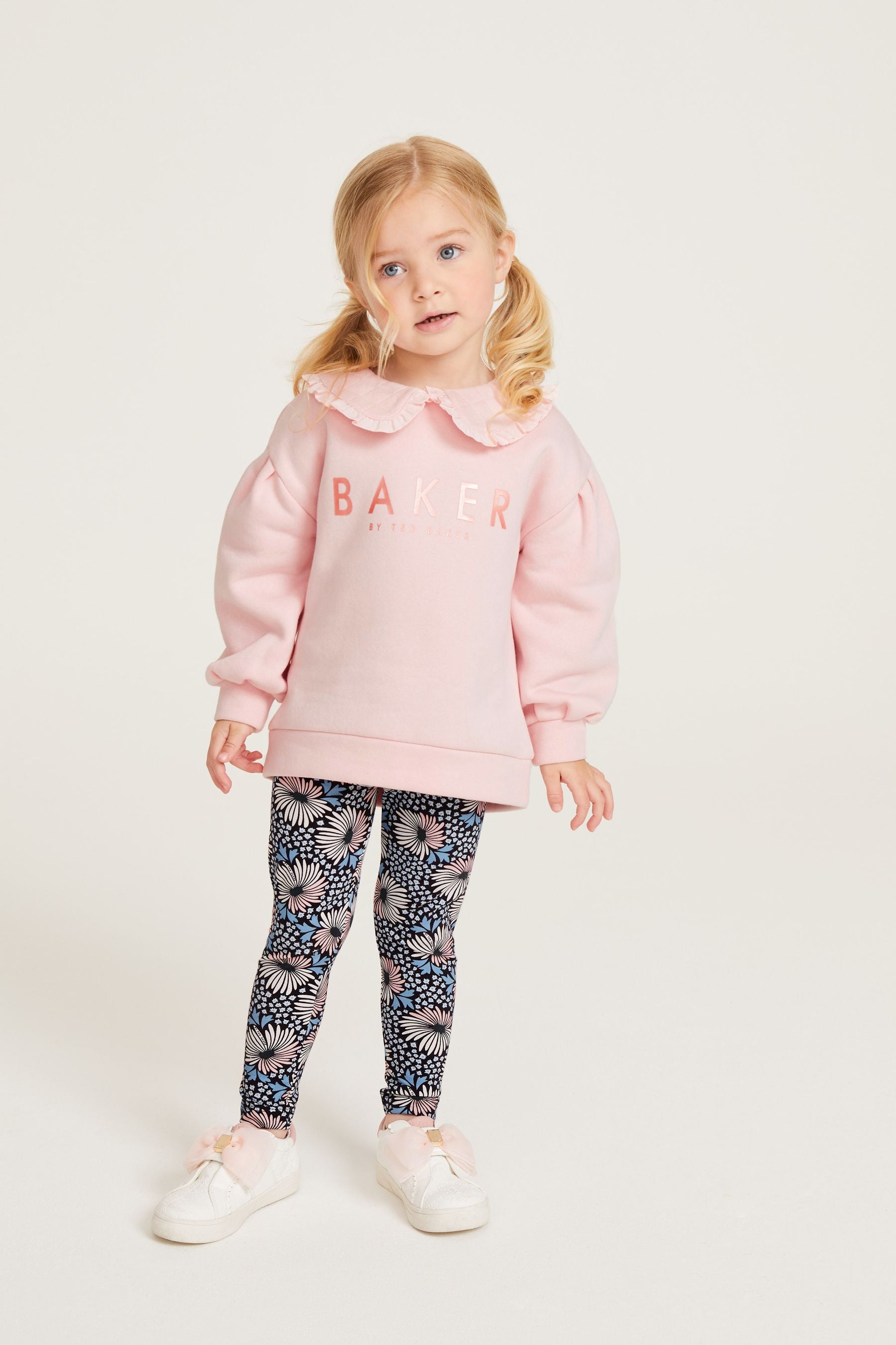 Pink Baker by Ted Baker (0-6yrs) Pink Leggings and Collar Sweater Set