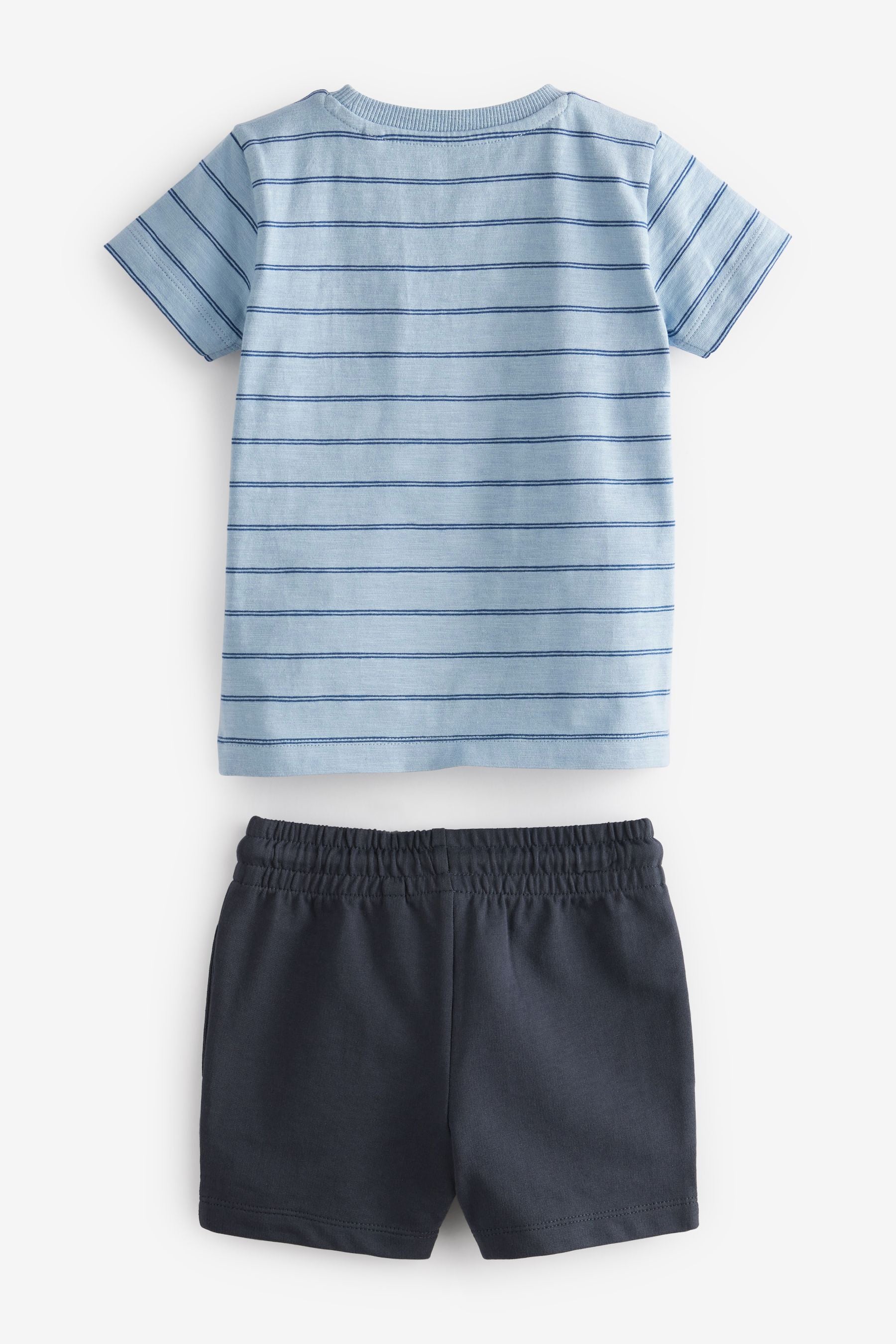 Blue Stripe Boat Short Sleeve T-Shirt And Shorts Set (3mths-7yrs)