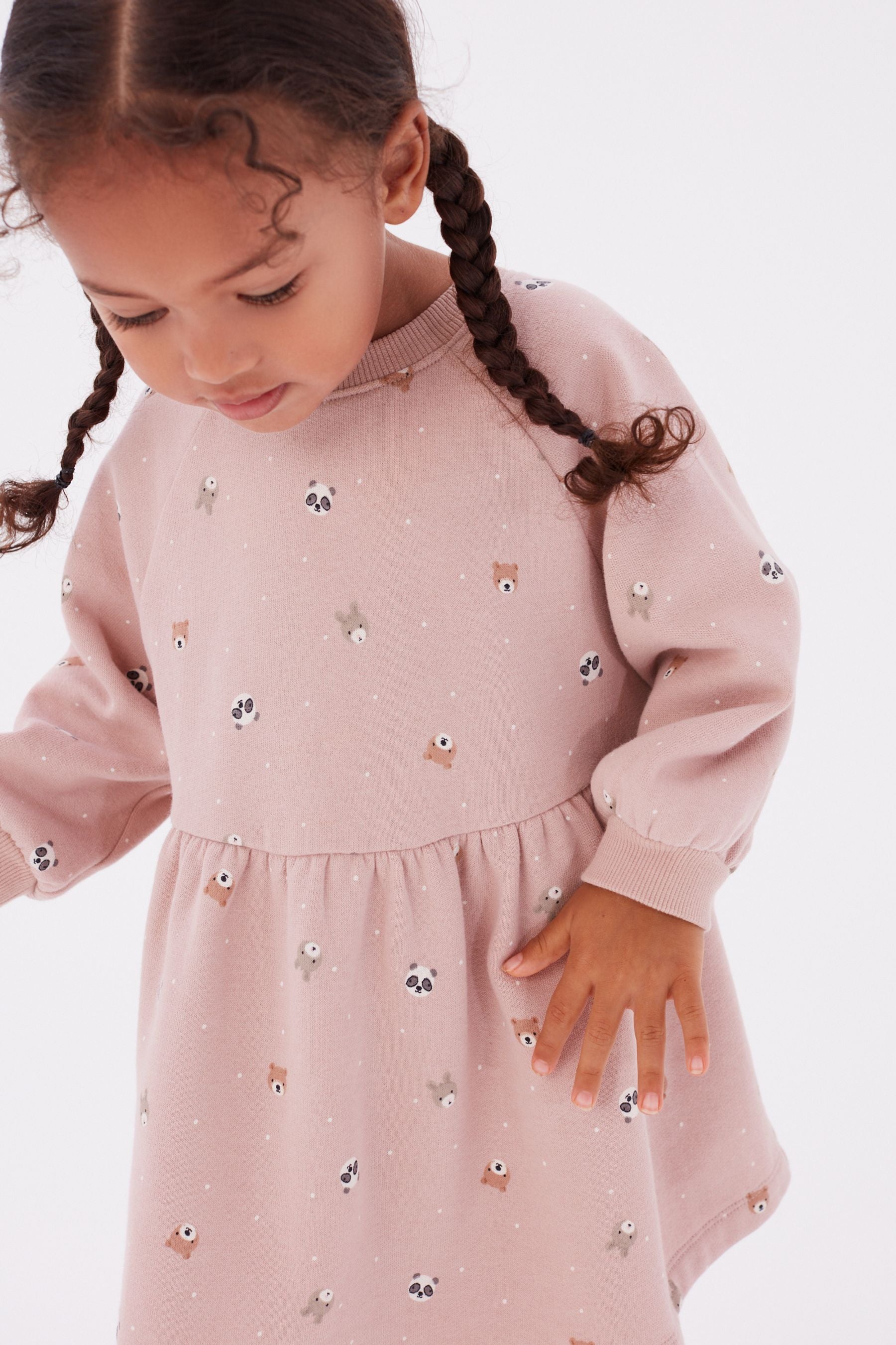 Pink Bear Print Sweat Dress (3mths-7yrs)