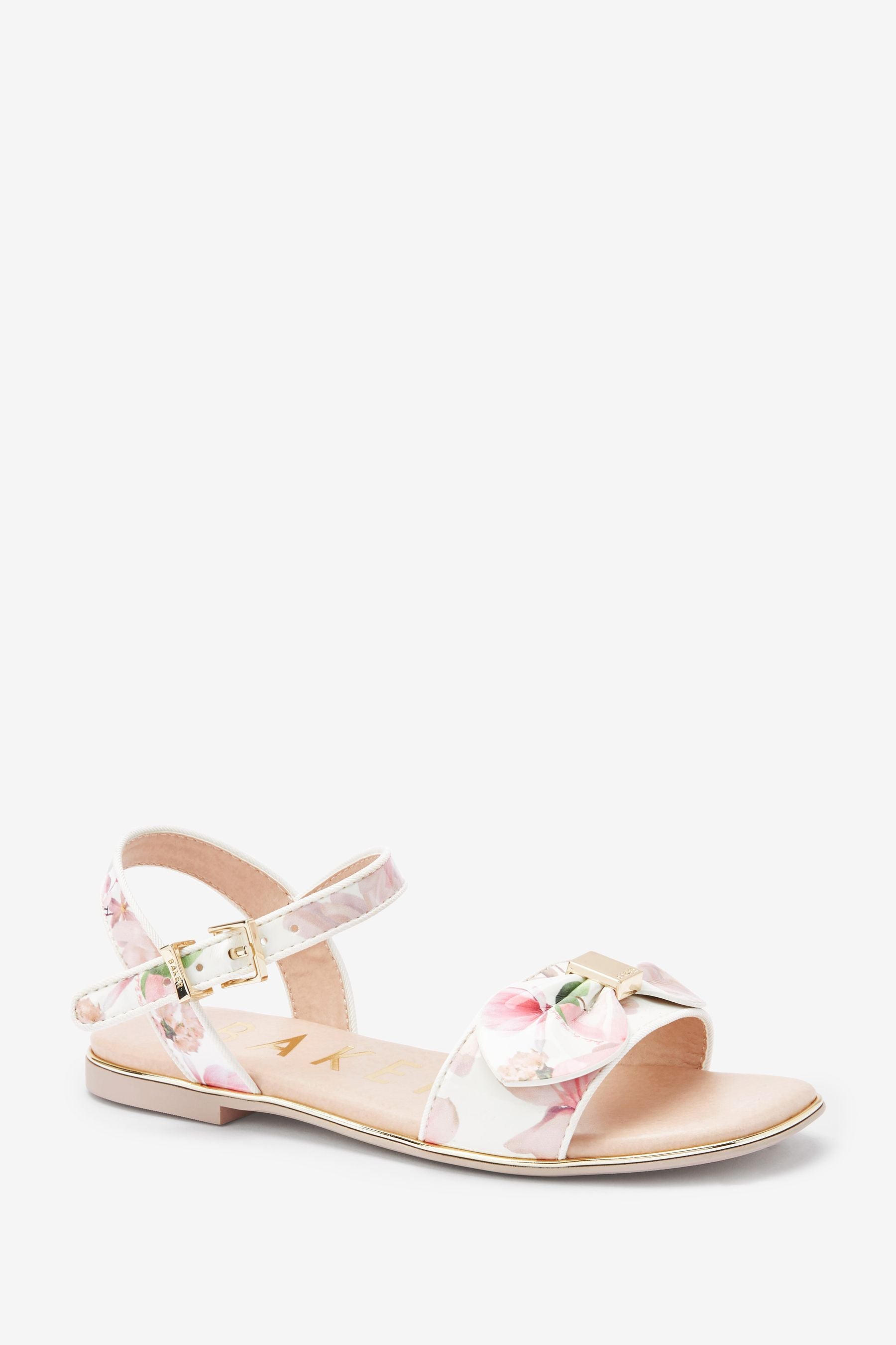 White Baker by Ted Baker White Patent Bow Sandals