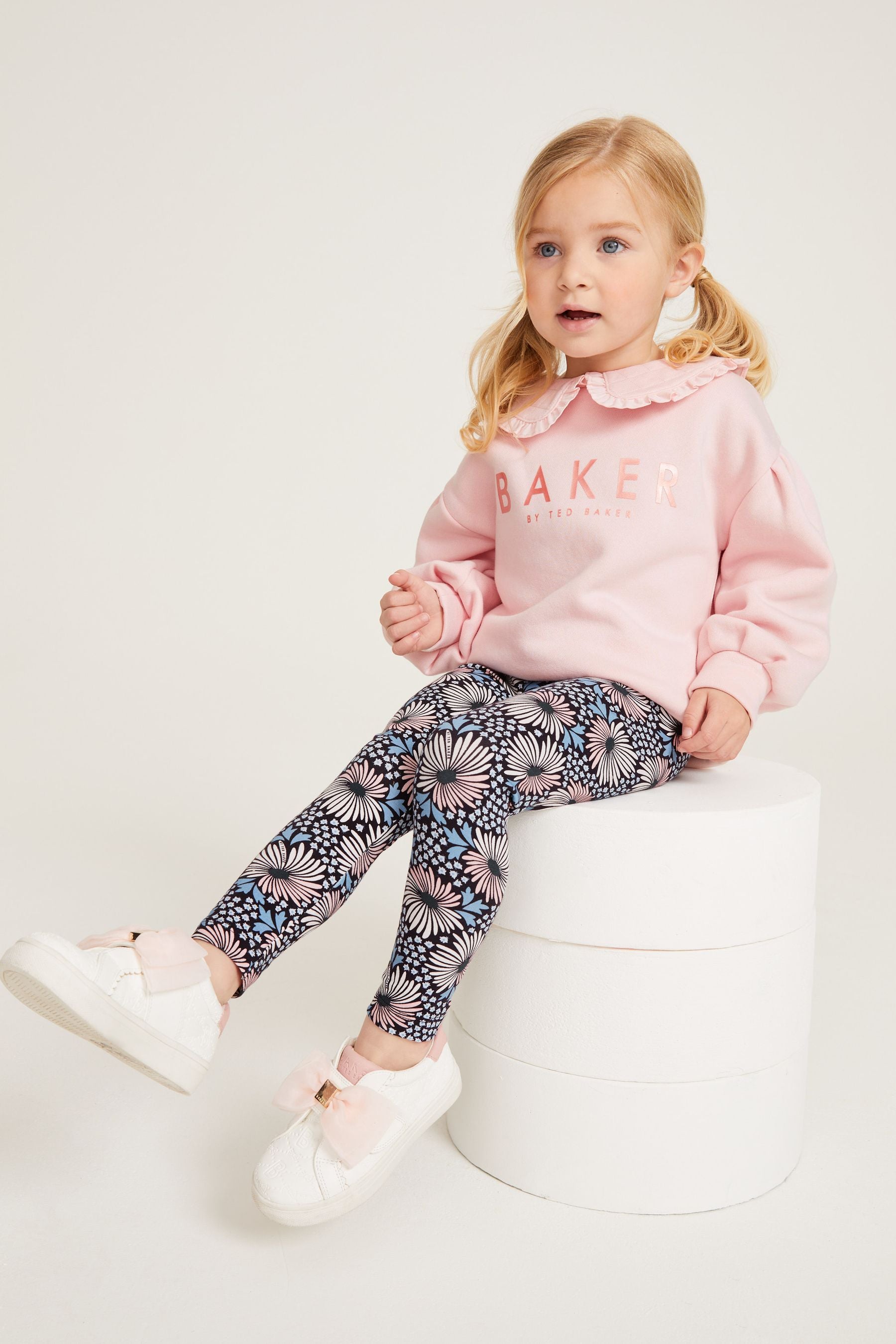 Pink Baker by Ted Baker (0-6yrs) Pink Leggings and Collar Sweater Set